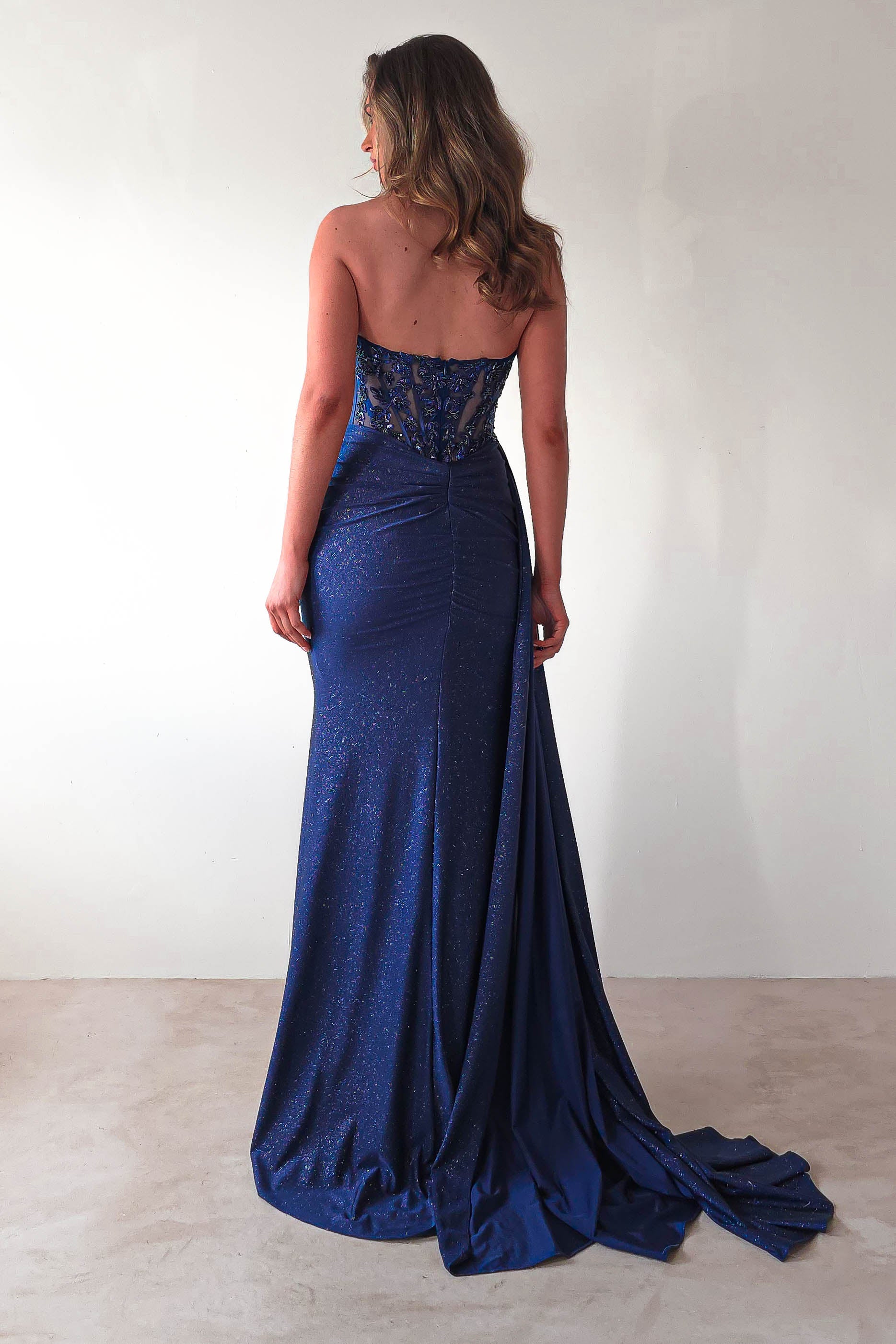 Lavelle Glitter Bodycon Gown | Navy | Oh Hello Clothing | XS (6)