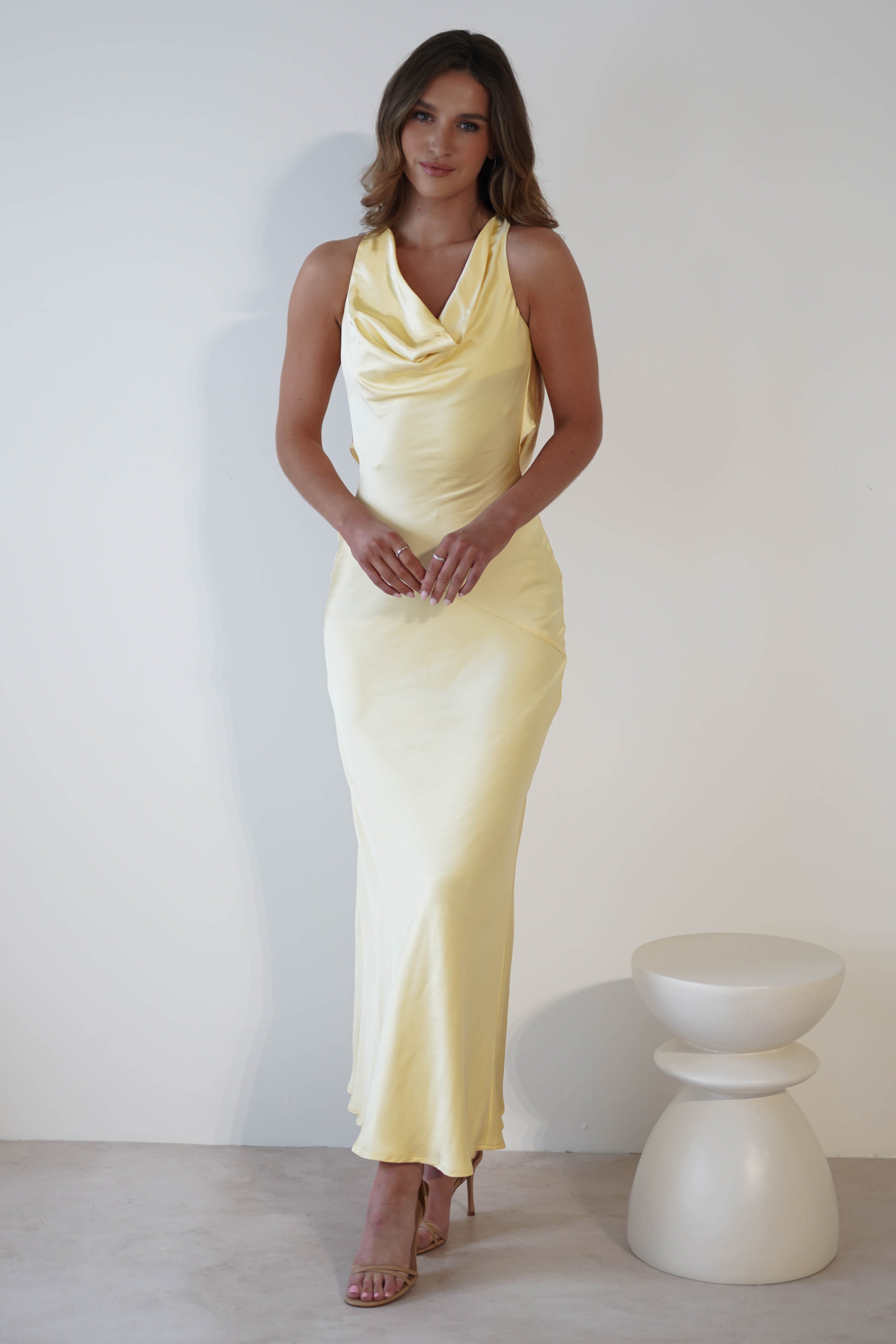 Leah Cowl Neckline Maxi Dress | Yellow | Oh Hello Clothing | XS (6)