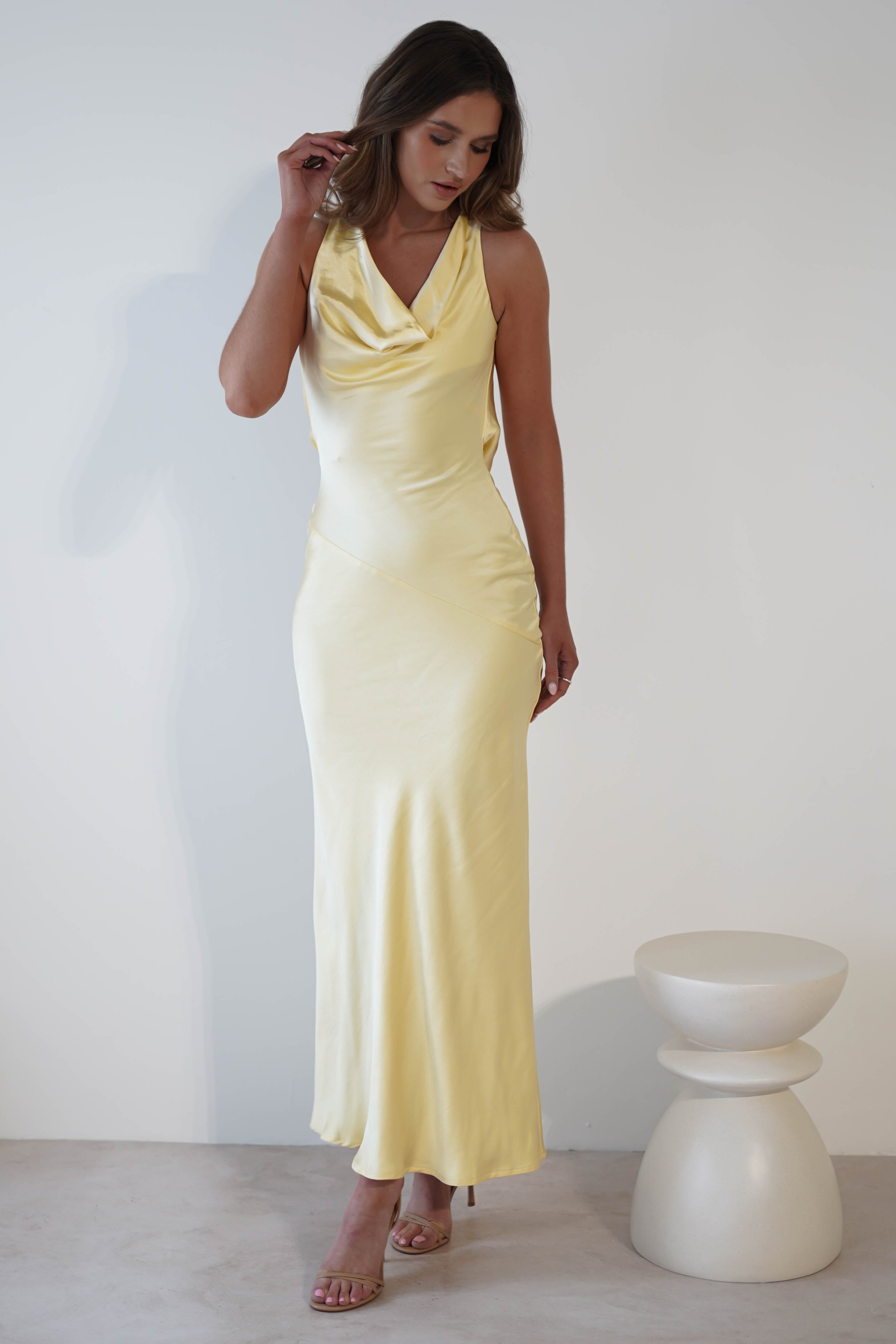 Leah Cowl Neckline Maxi Dress | Yellow | Oh Hello Clothing | XS (6)