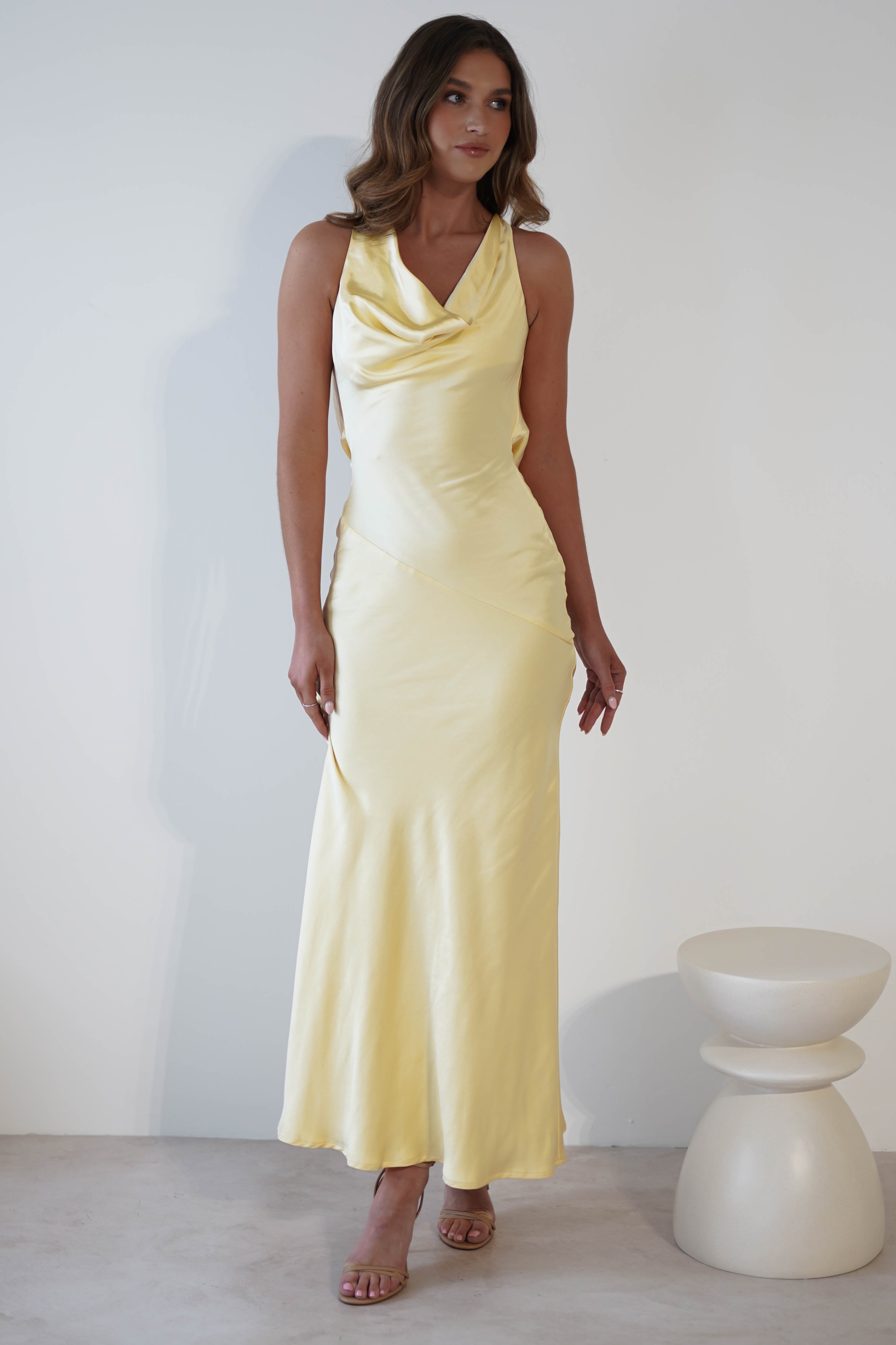 Leah Cowl Neckline Maxi Dress | Yellow | Oh Hello Clothing | XS (6)