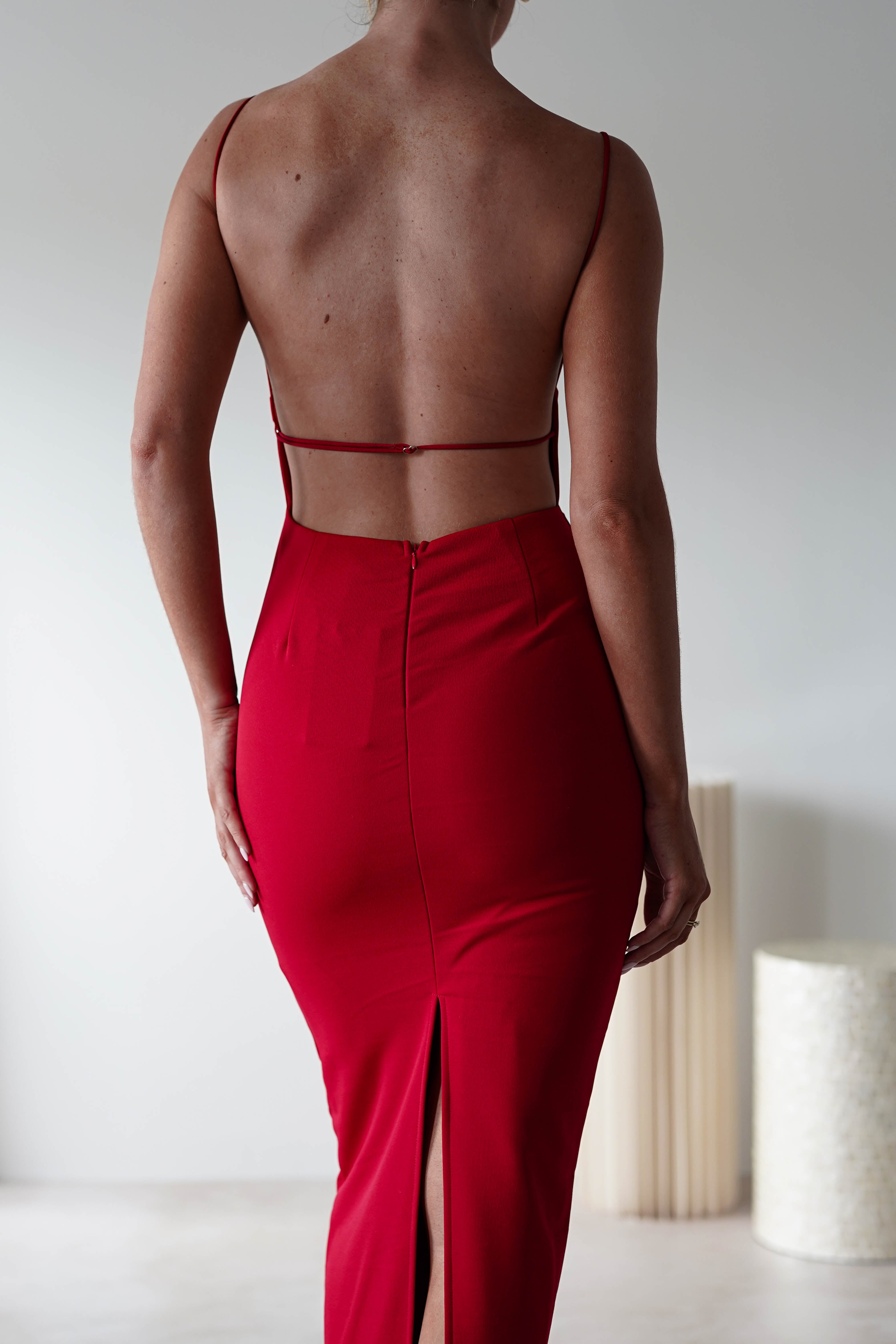 Letty Square Neck Maxi Dress | Red | Oh Hello Clothing | XS (6)