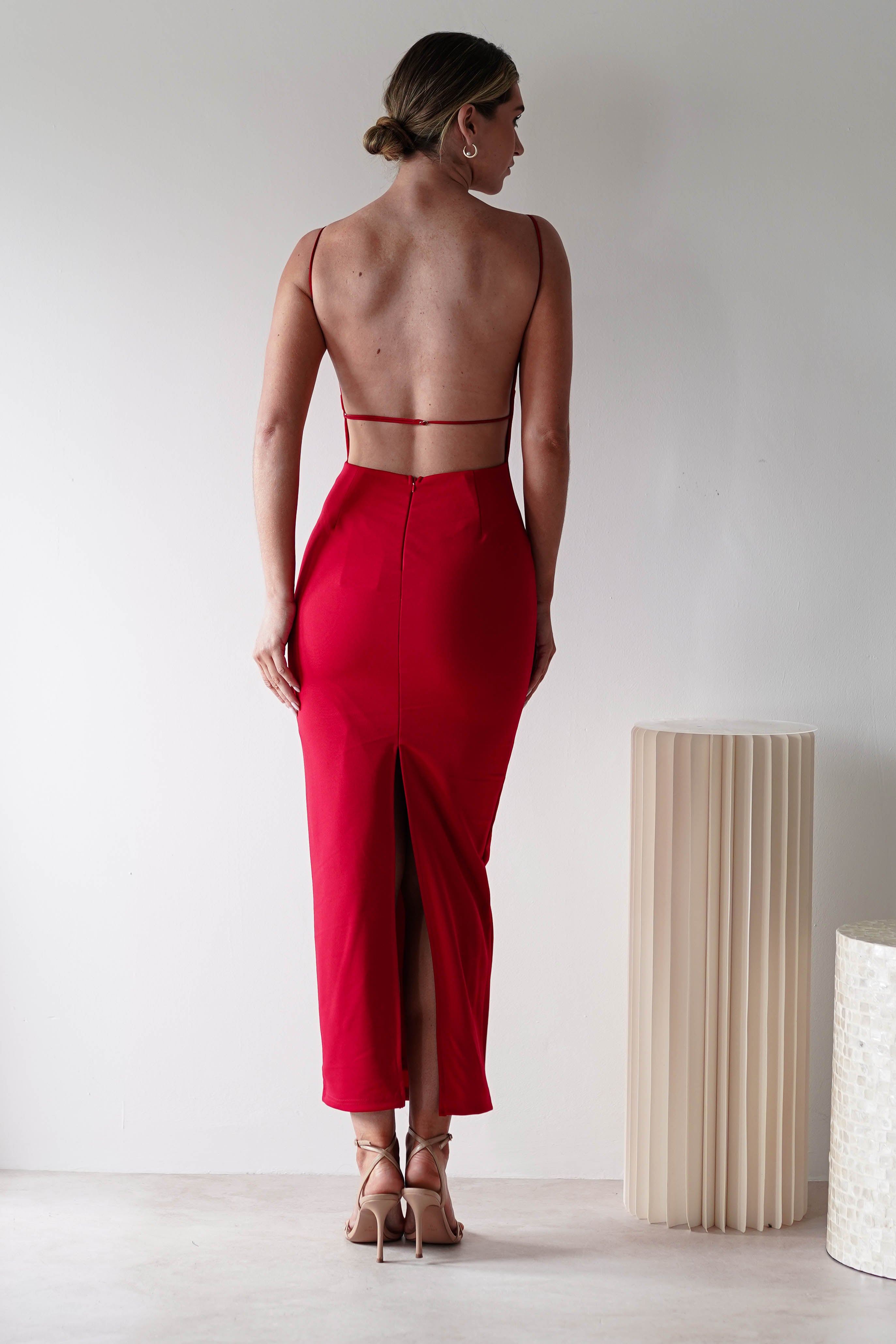 Letty Square Neck Maxi Dress | Red | Oh Hello Clothing | XS (6)