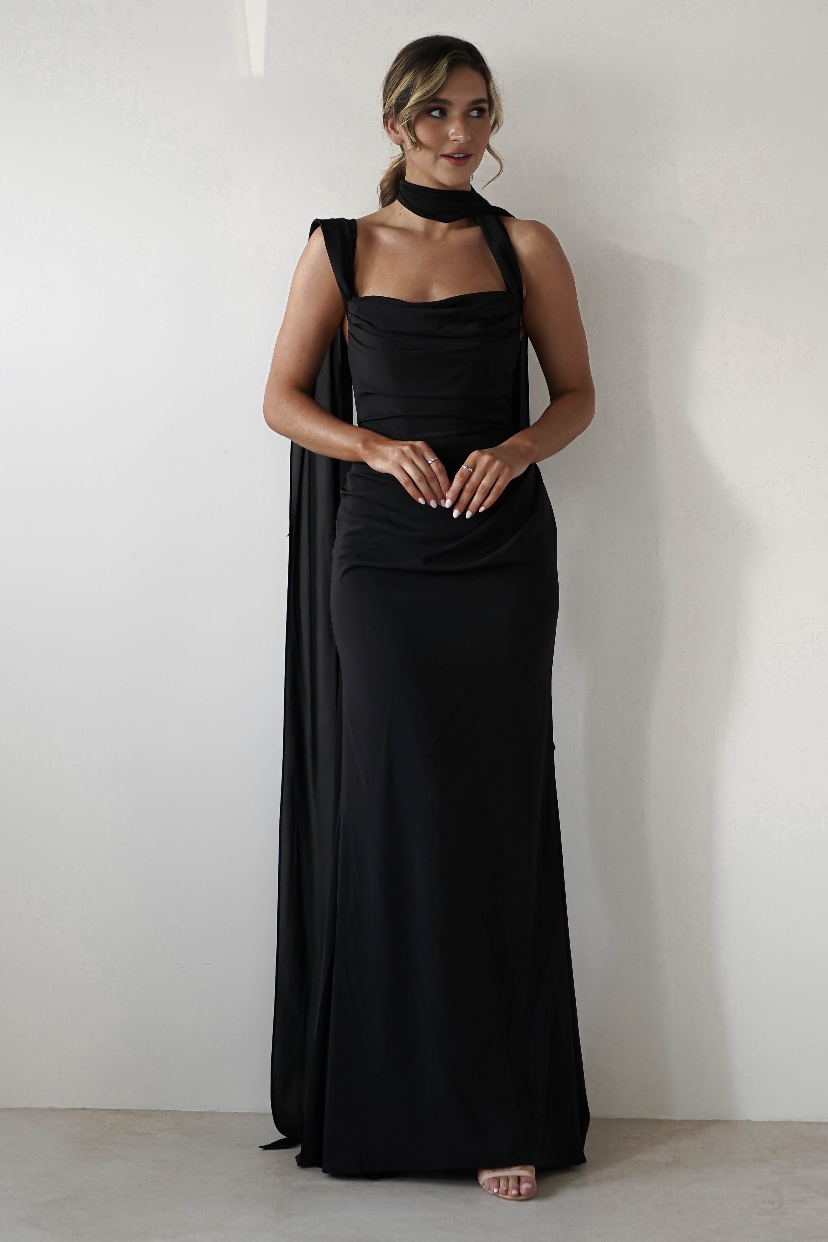 Cinderella Wedding Guest Dresses Lisa Multiway Chiffon Gown | Black