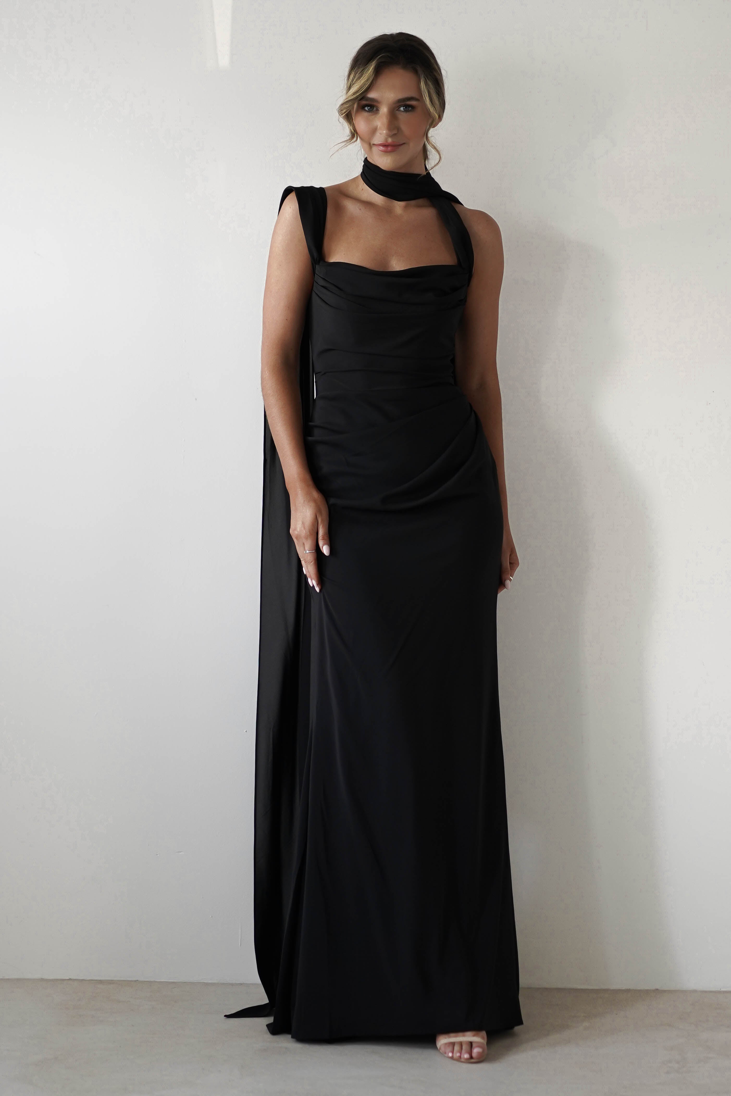 Cinderella Wedding Guest Dresses Lisa Multiway Chiffon Gown | Black