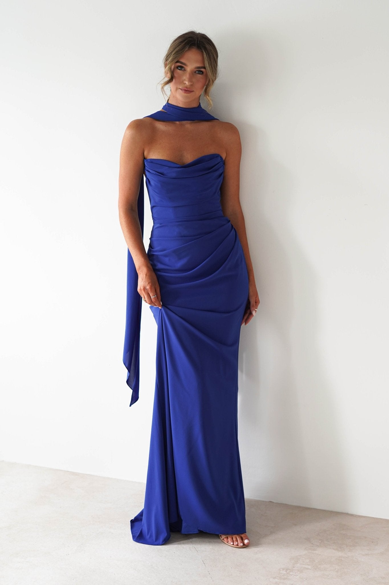 Lisa Multiway Chiffon Gown | Cobalt Blue | Oh Hello Clothing | XS (6)