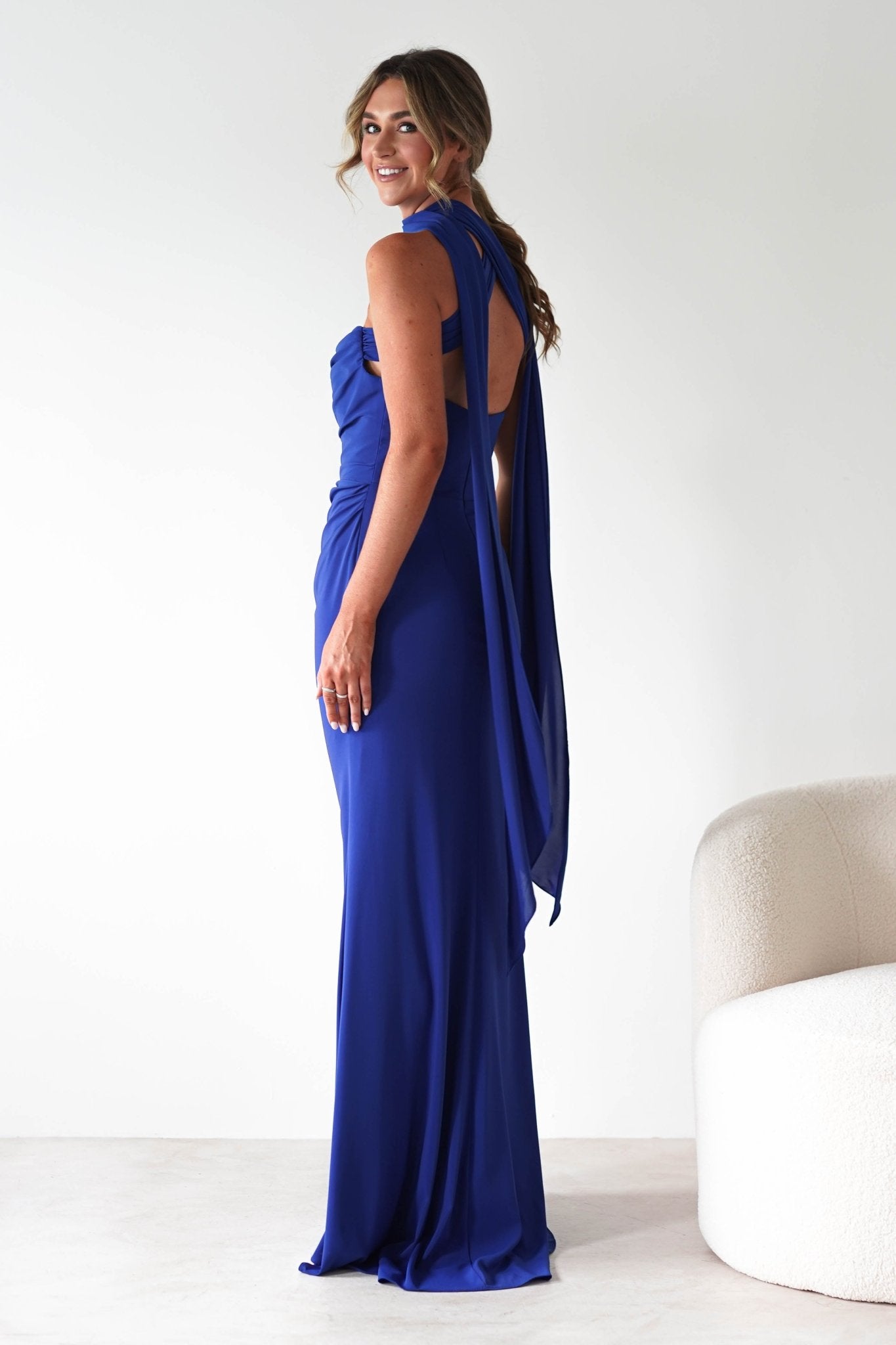 Lisa Multiway Chiffon Gown | Cobalt Blue | Oh Hello Clothing | XS (6)