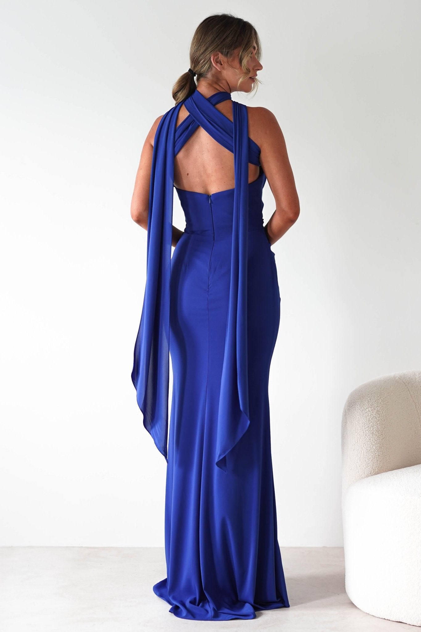 Lisa Multiway Chiffon Gown | Cobalt Blue | Oh Hello Clothing | XS (6)