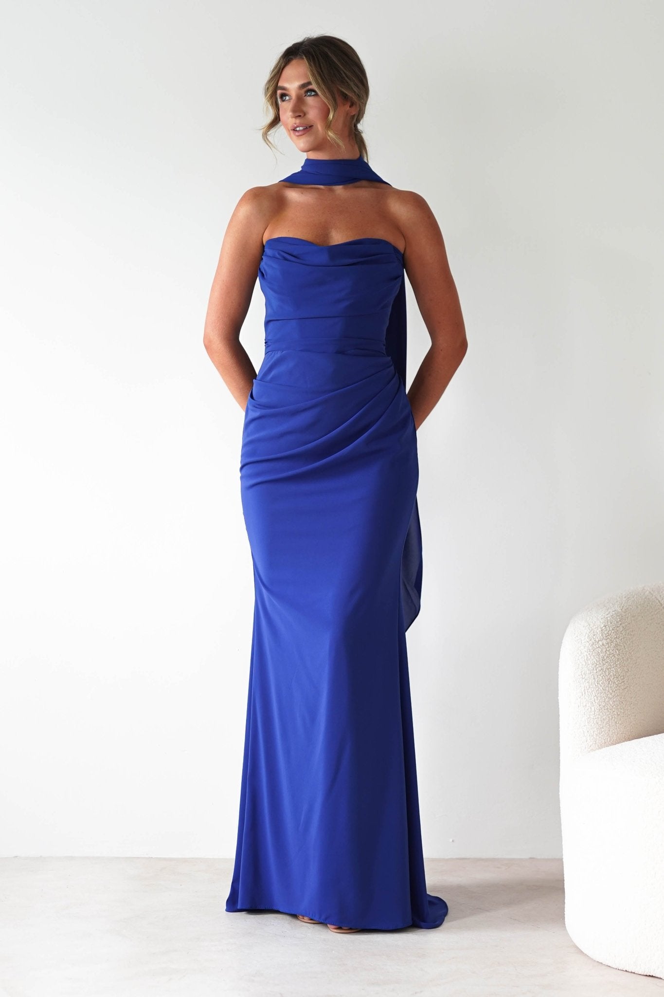 Lisa Multiway Chiffon Gown | Cobalt Blue | Oh Hello Clothing | XS (6)
