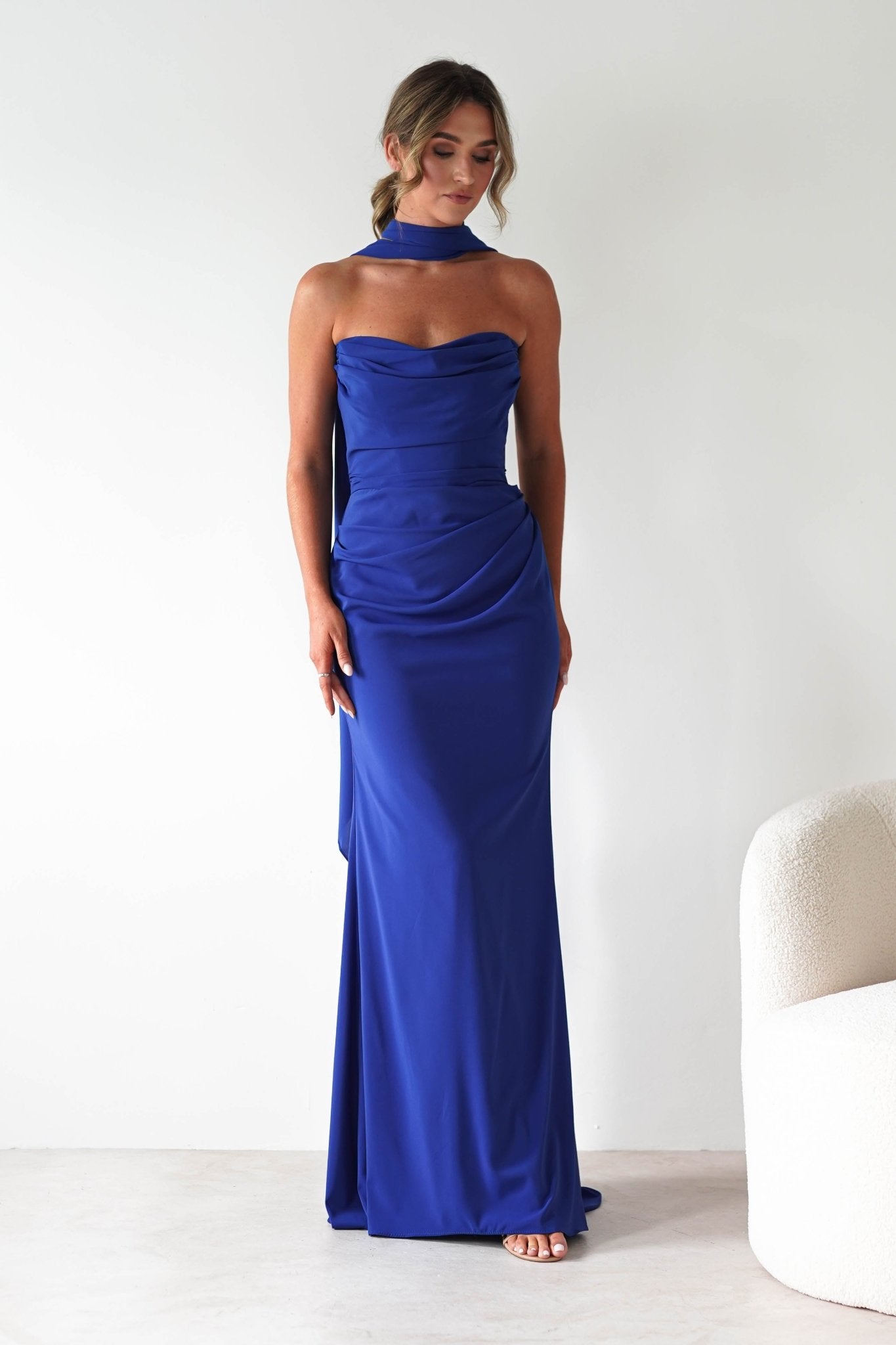Lisa Multiway Chiffon Gown | Cobalt Blue | Oh Hello Clothing | XS (6)