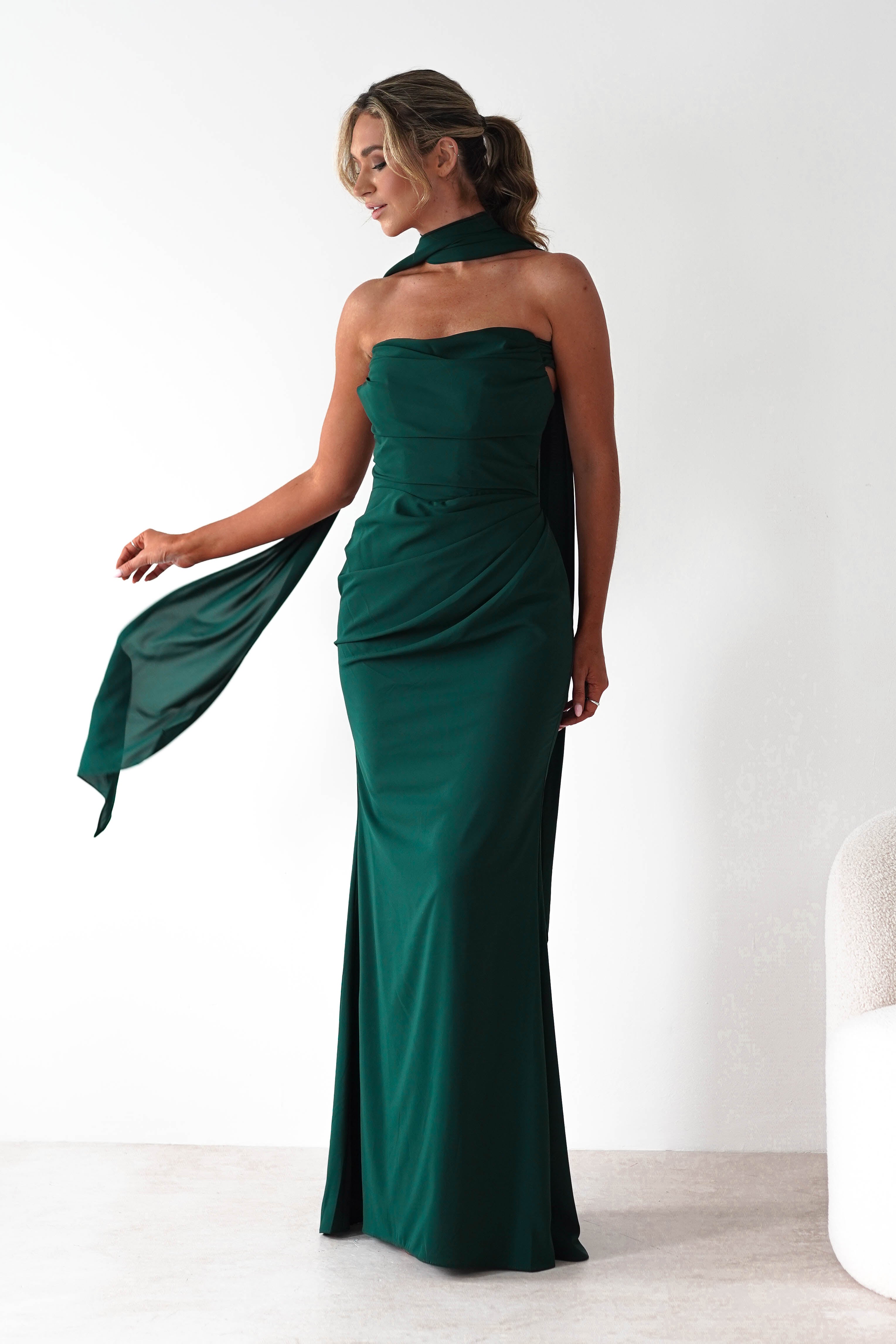 Lisa Multiway Chiffon Gown | Hunter Green | Oh Hello Clothing | XS (6)