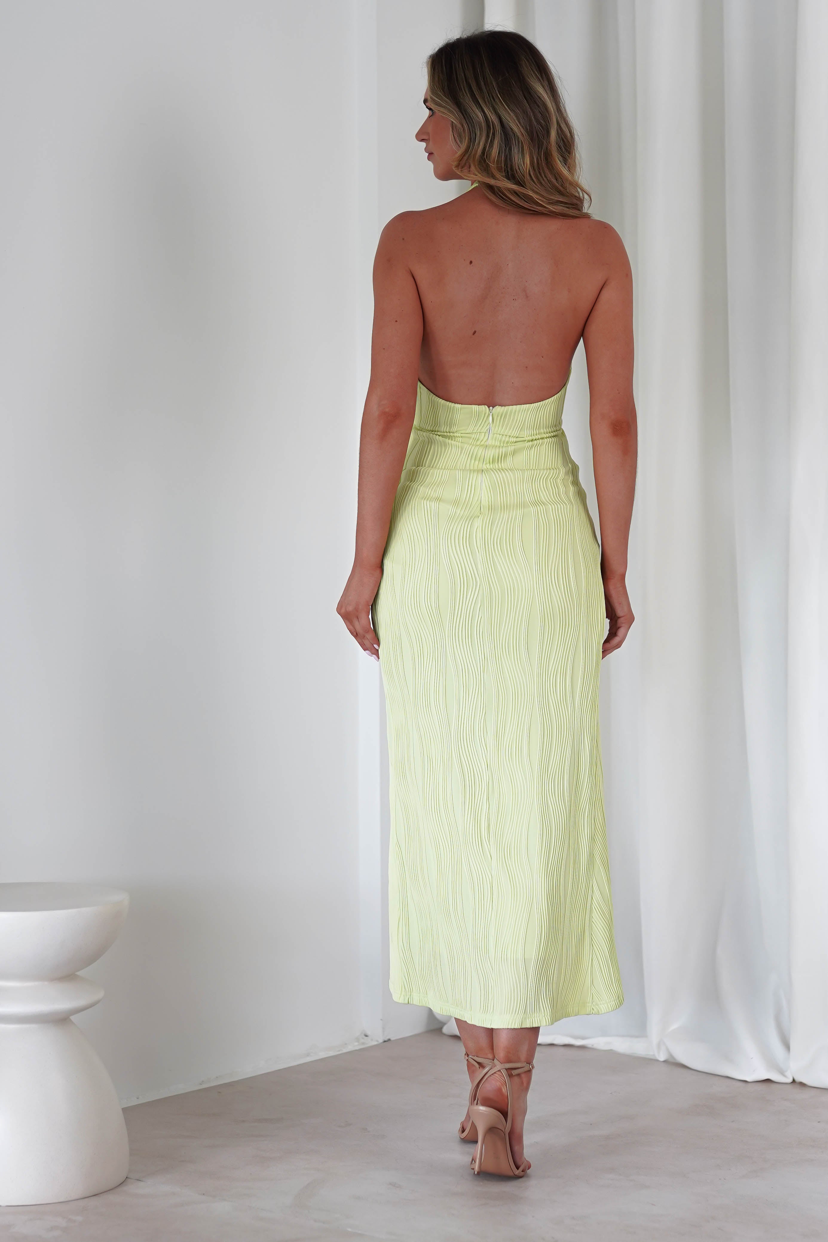 Louisa Ribbed Midaxi Dress | Lime | Oh Hello Clothing | XS (6)