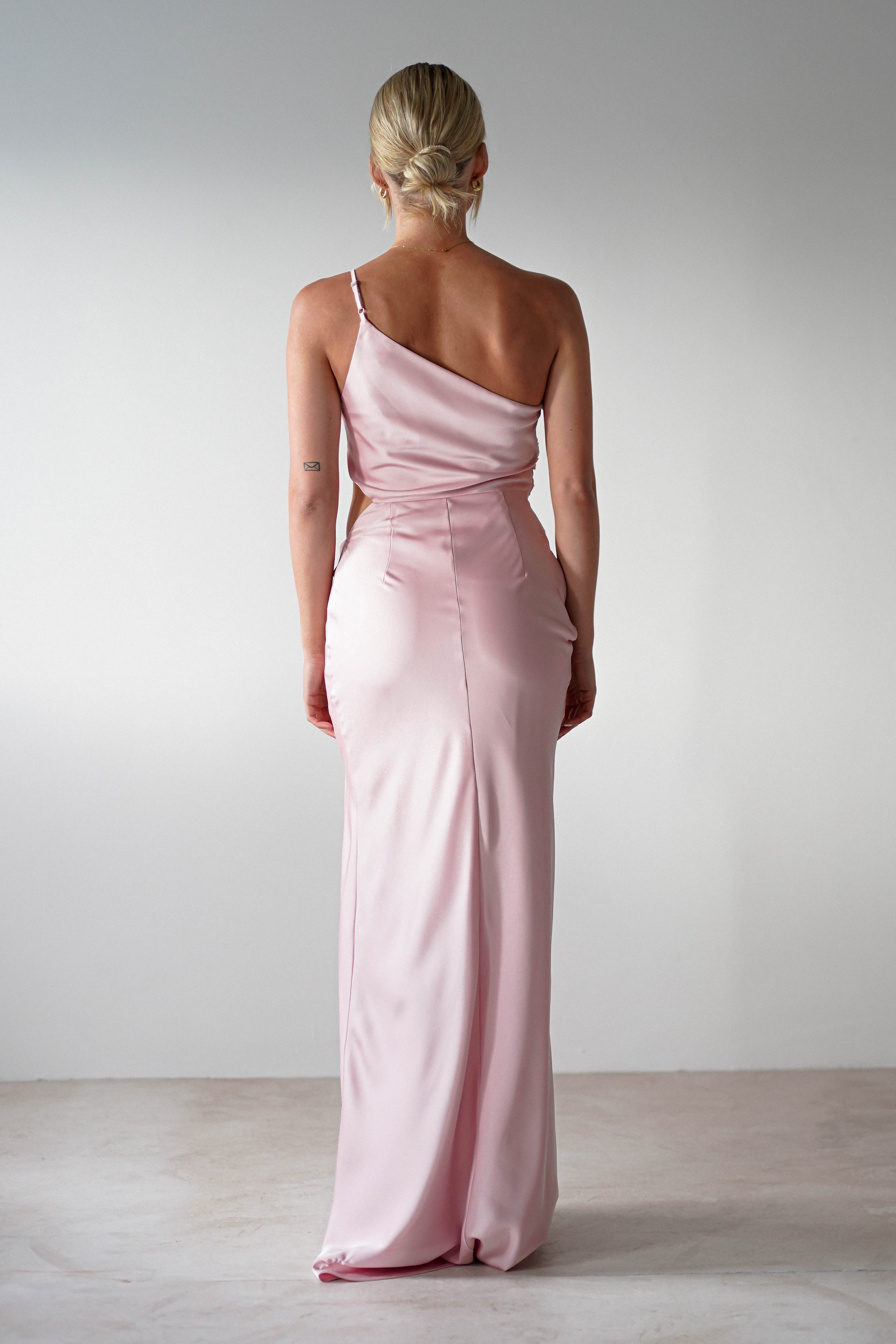 Lyra Soft Matte Satin Maxi Dress | Blush Pink | Oh Hello Clothing | XS (6)