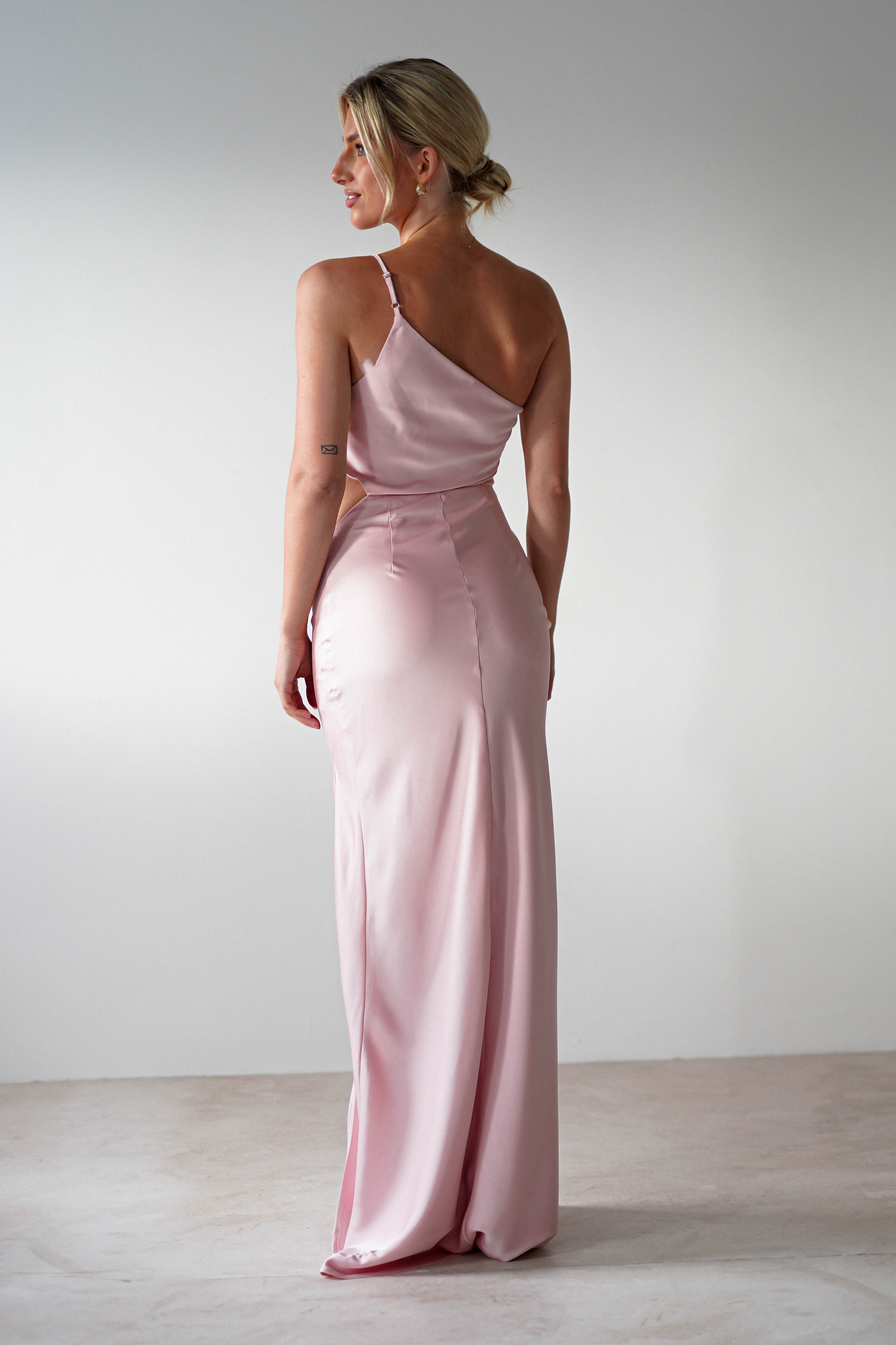 Lyra Soft Matte Satin Maxi Dress | Blush Pink | Oh Hello Clothing | XS (6)