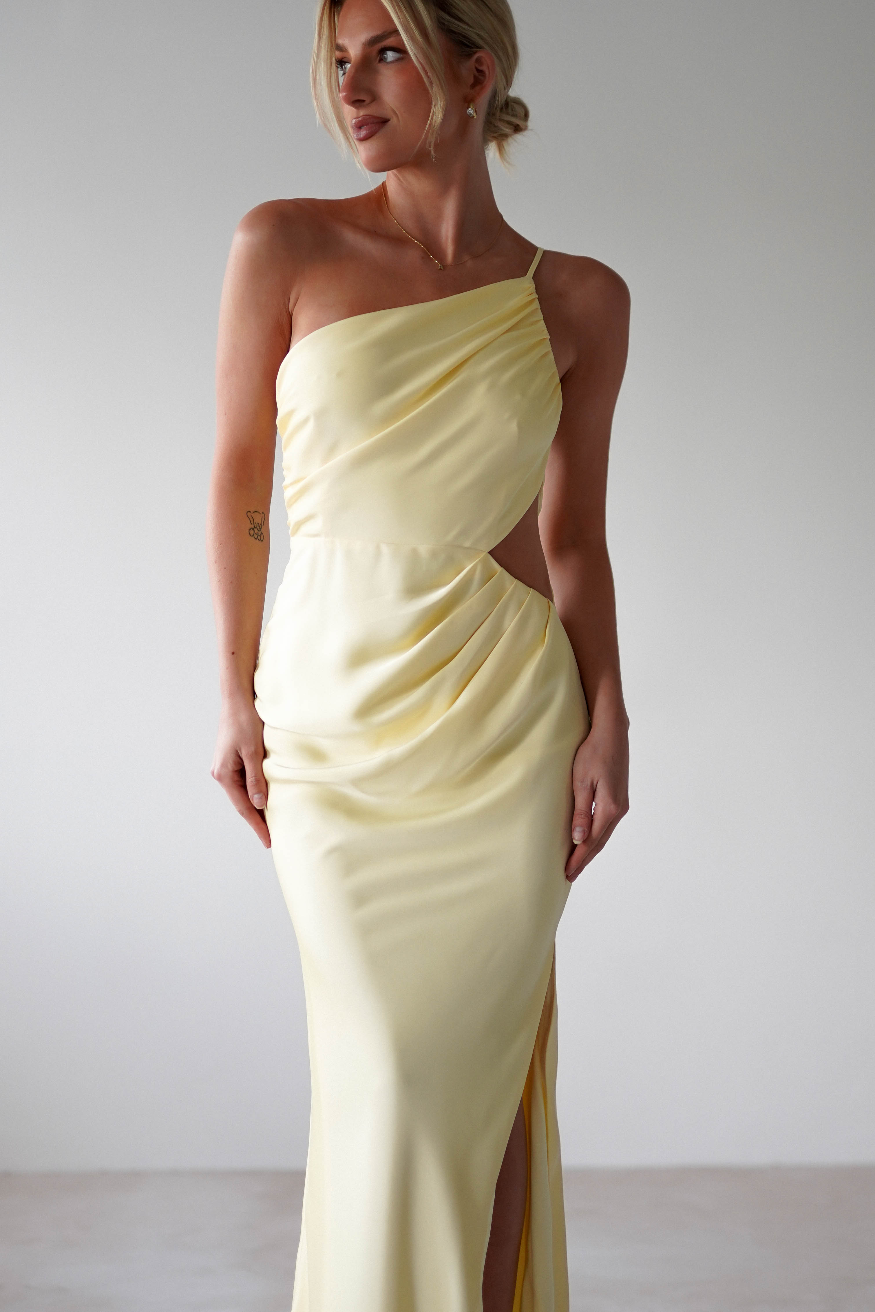 Lyra Soft Matte Satin Maxi Dress | Yellow | Oh Hello Clothing | XS (6)