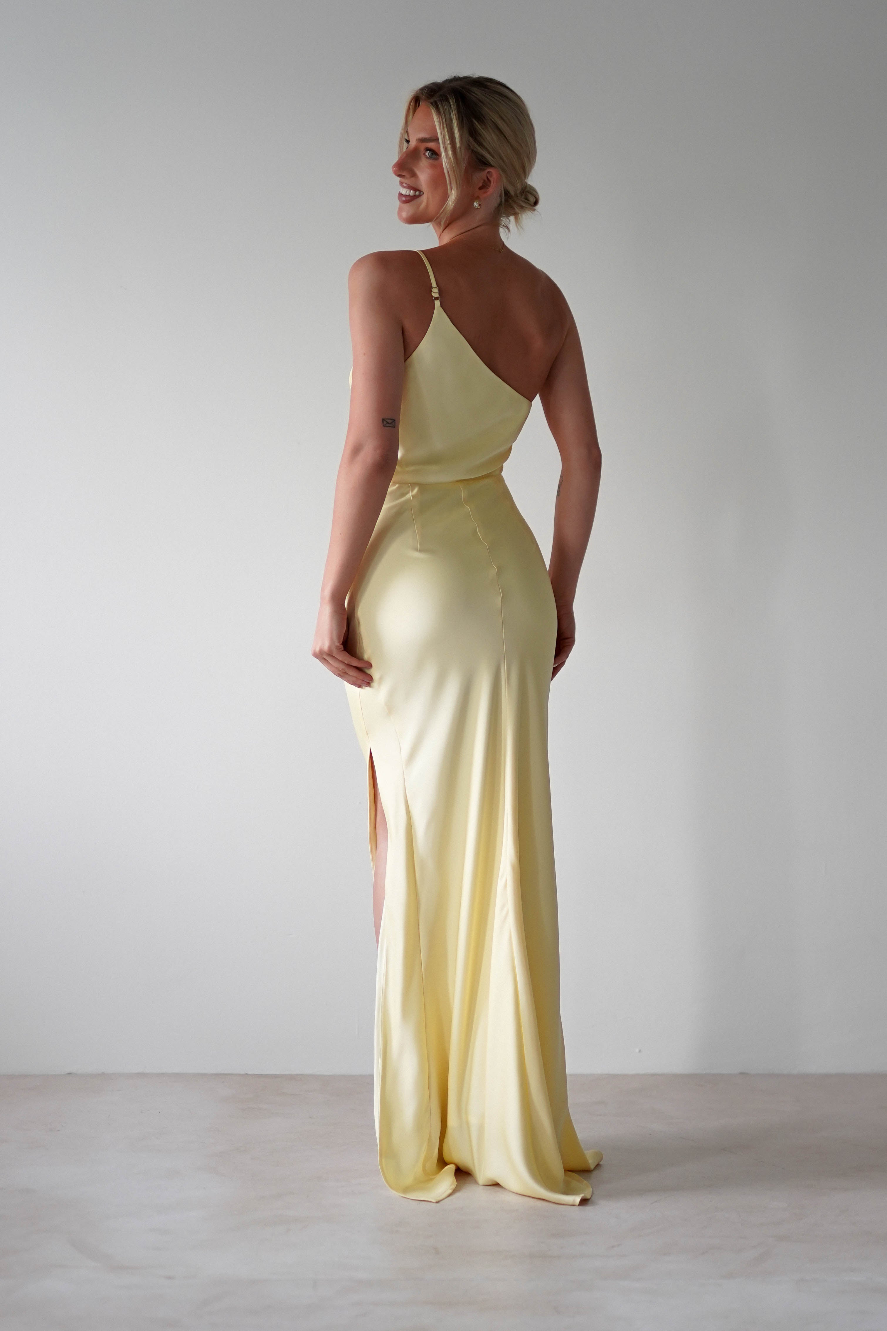 Lyra Soft Matte Satin Maxi Dress | Yellow | Oh Hello Clothing | XS (6)