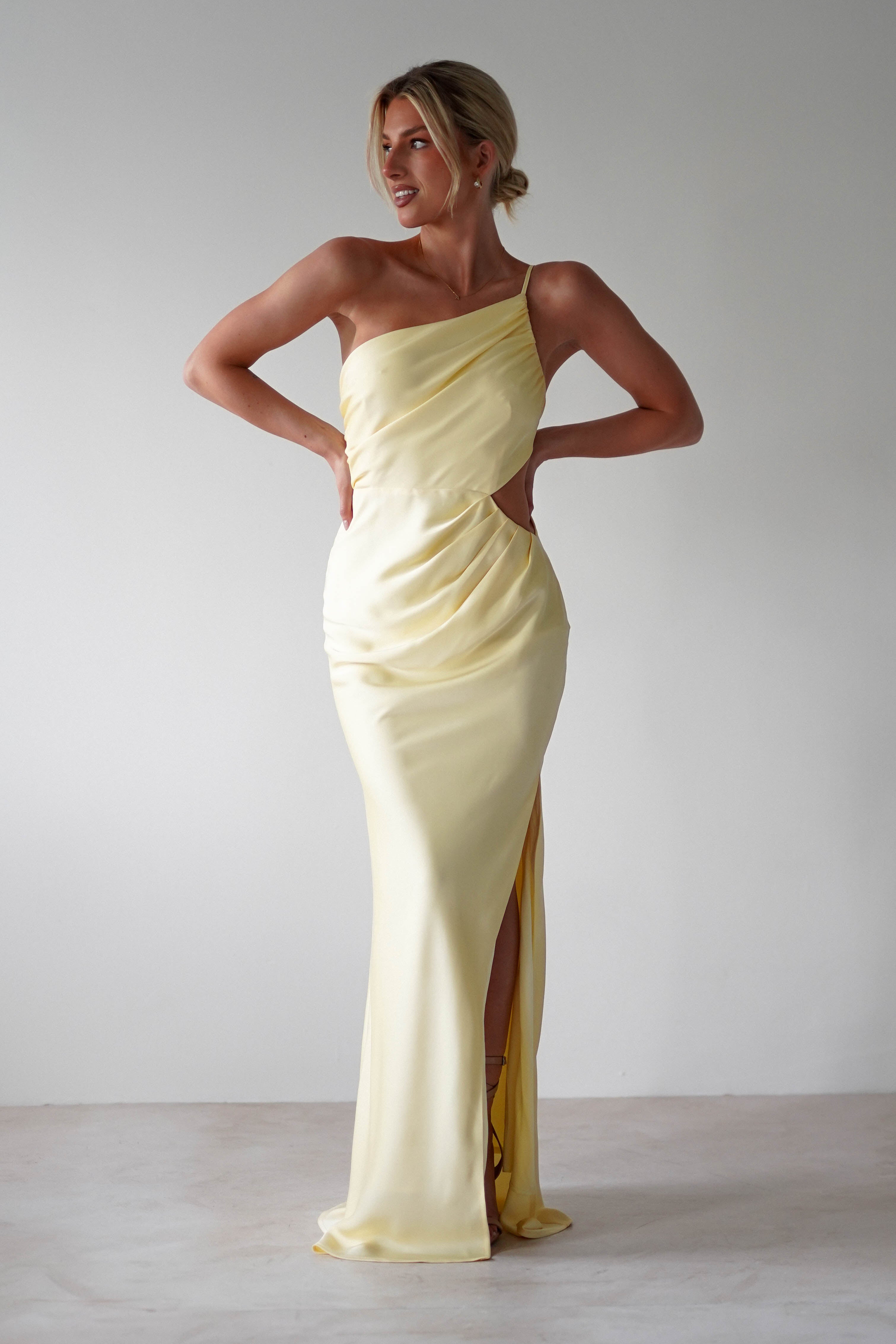Lyra Soft Matte Satin Maxi Dress | Yellow | Oh Hello Clothing | XS (6)