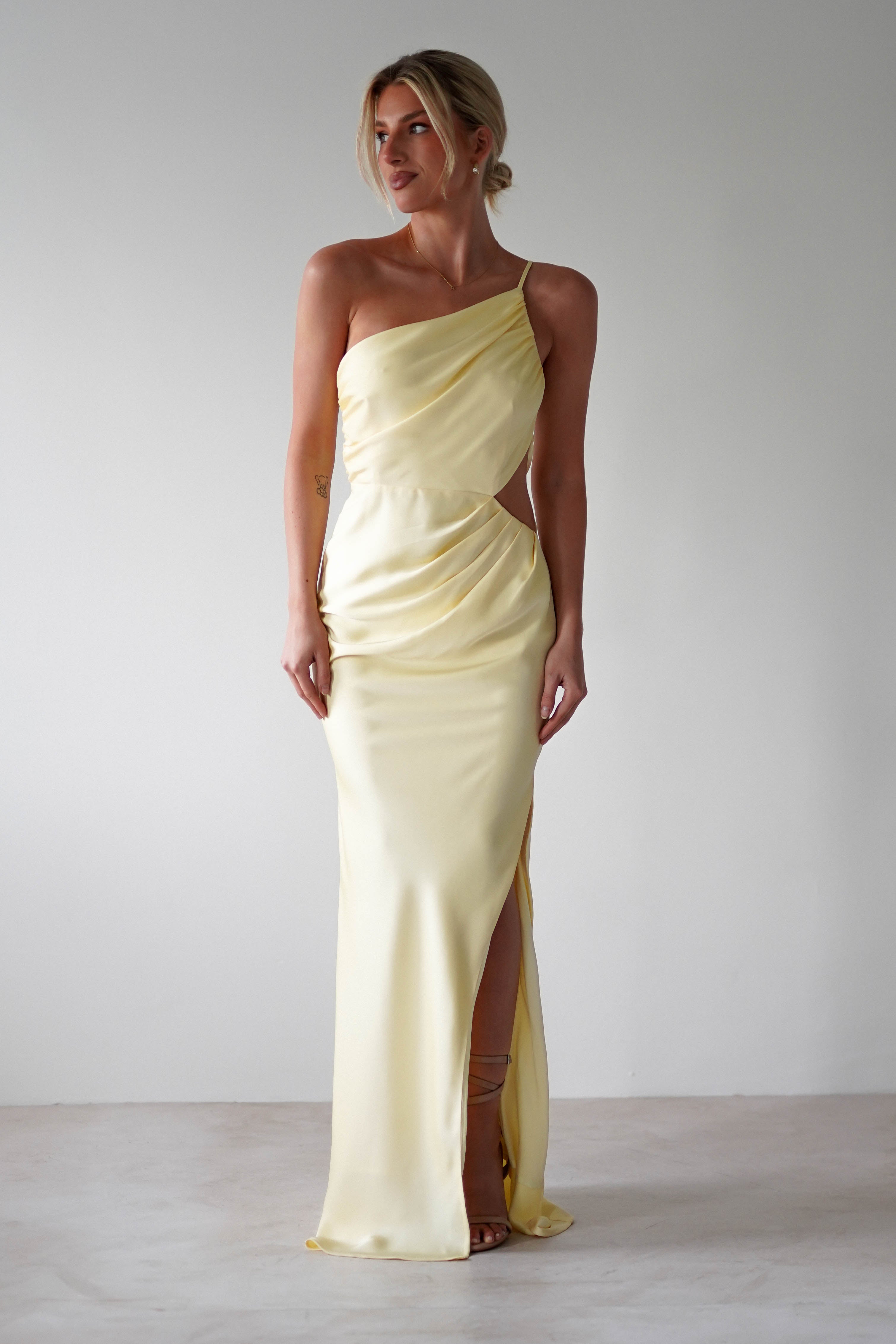 Lyra Soft Matte Satin Maxi Dress | Yellow | Oh Hello Clothing | XS (6)