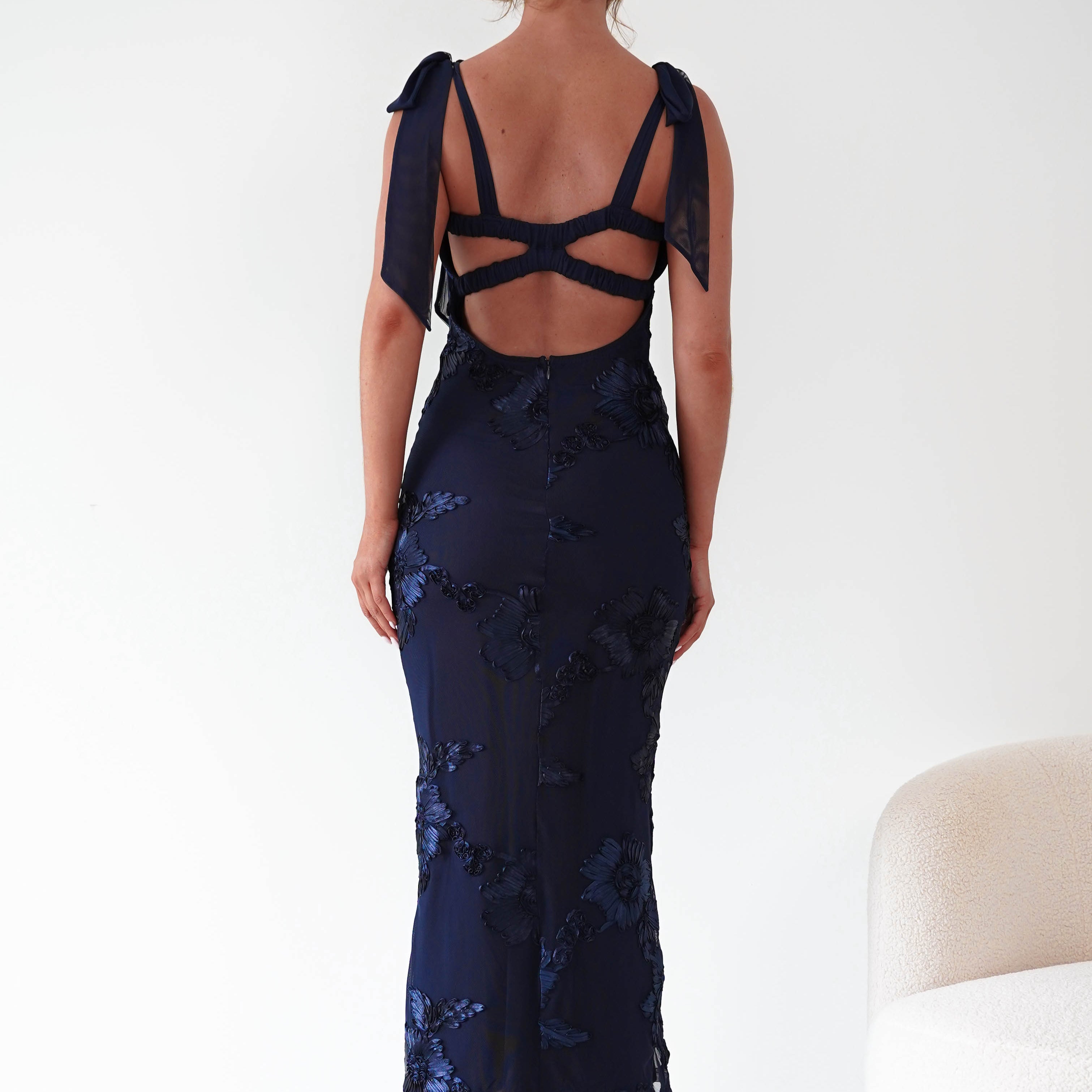 Oh Hello Clothing Women > Clothing > Dresses Mahalia Floral Appliqué Maxi Dress | Navy