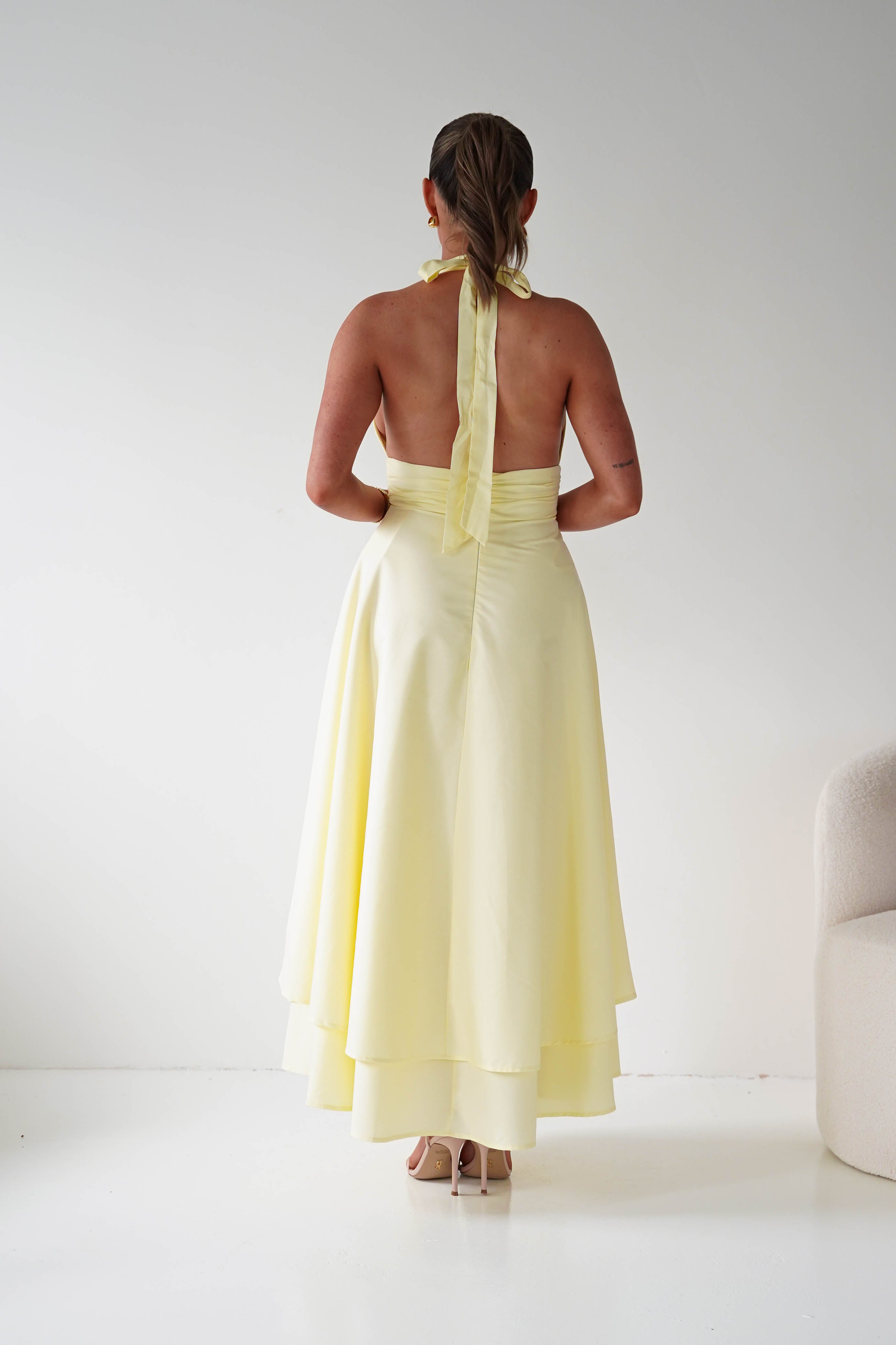 Oh Hello Clothing Women > Clothing > Dresses Makaila Halterneck Chiffon Midaxi Dress | Yellow
