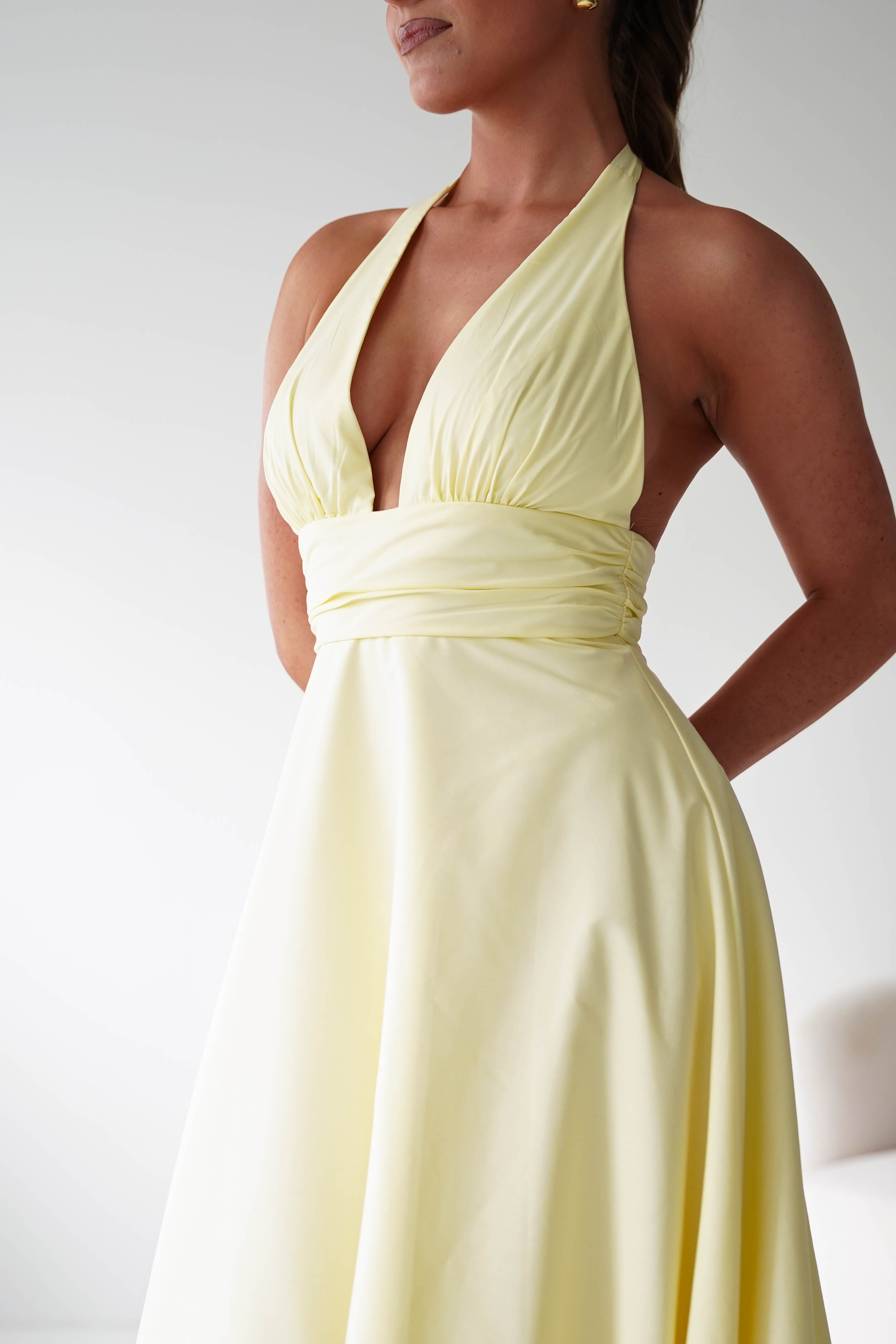 Oh Hello Clothing Women > Clothing > Dresses Makaila Halterneck Chiffon Midaxi Dress | Yellow