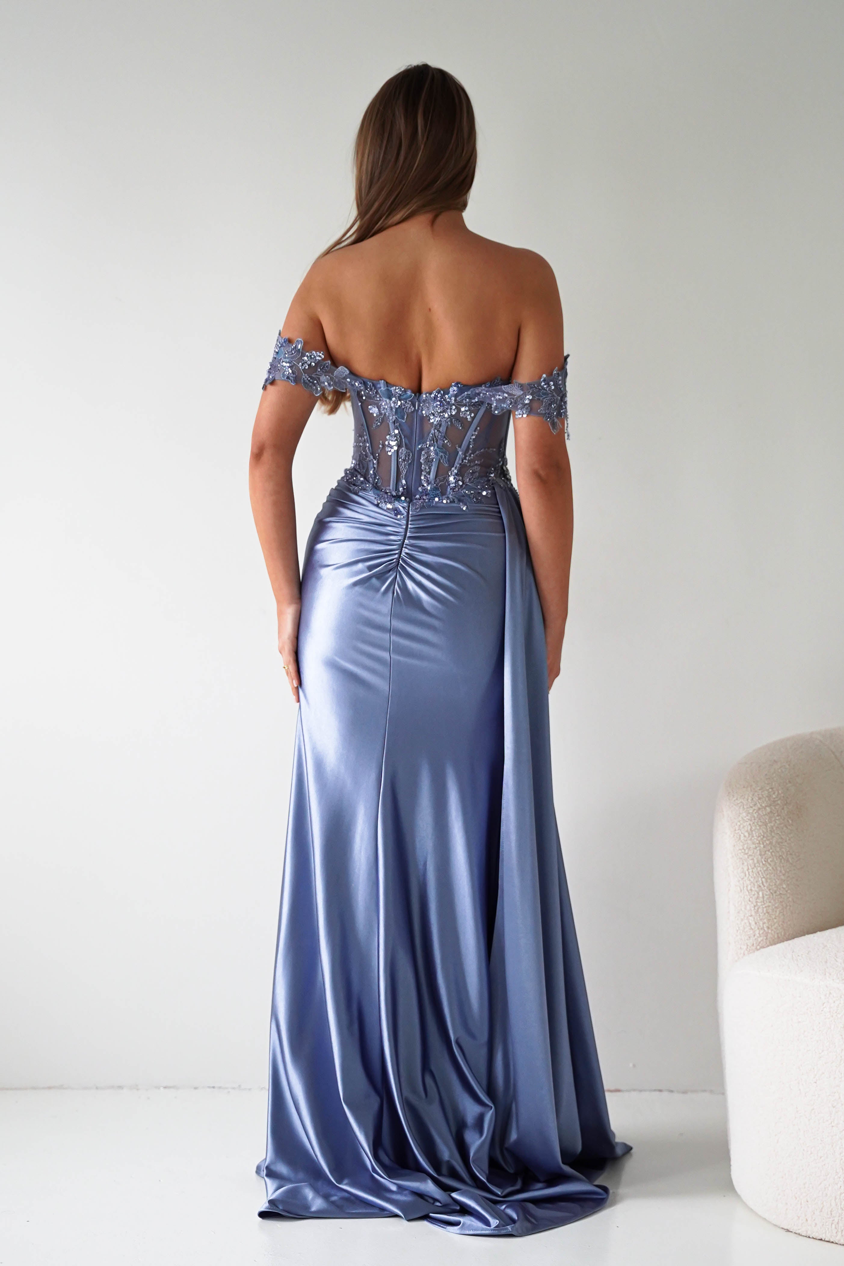 Oh Hello Clothing Women > Clothing > Dresses Margot Embellished Bodice Gown | Dusty Blue