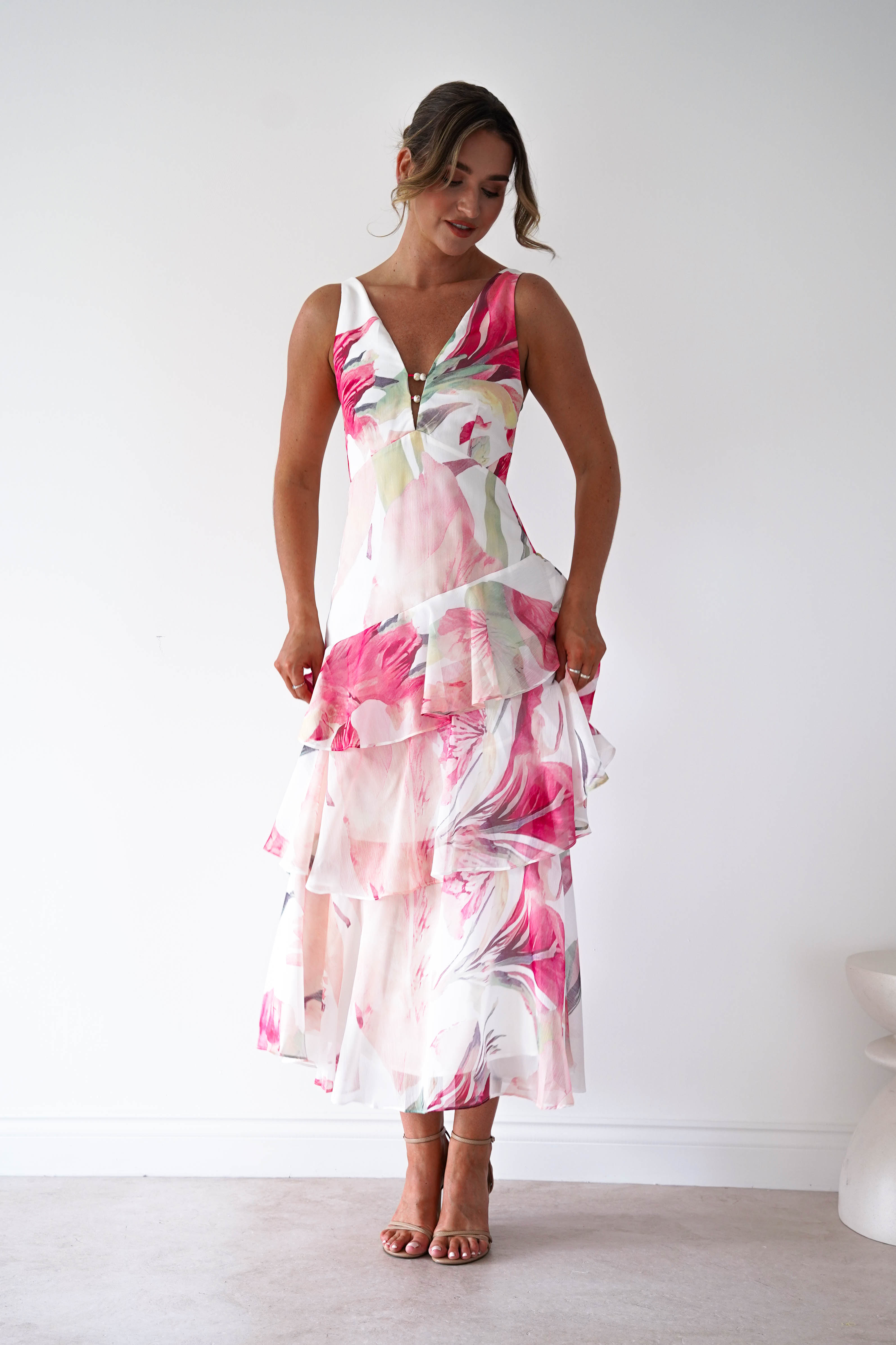 Oh Hello Clothing Women > Clothing > Dresses Marisol Floral Print Tiered Maxi Dress | Mixed Print