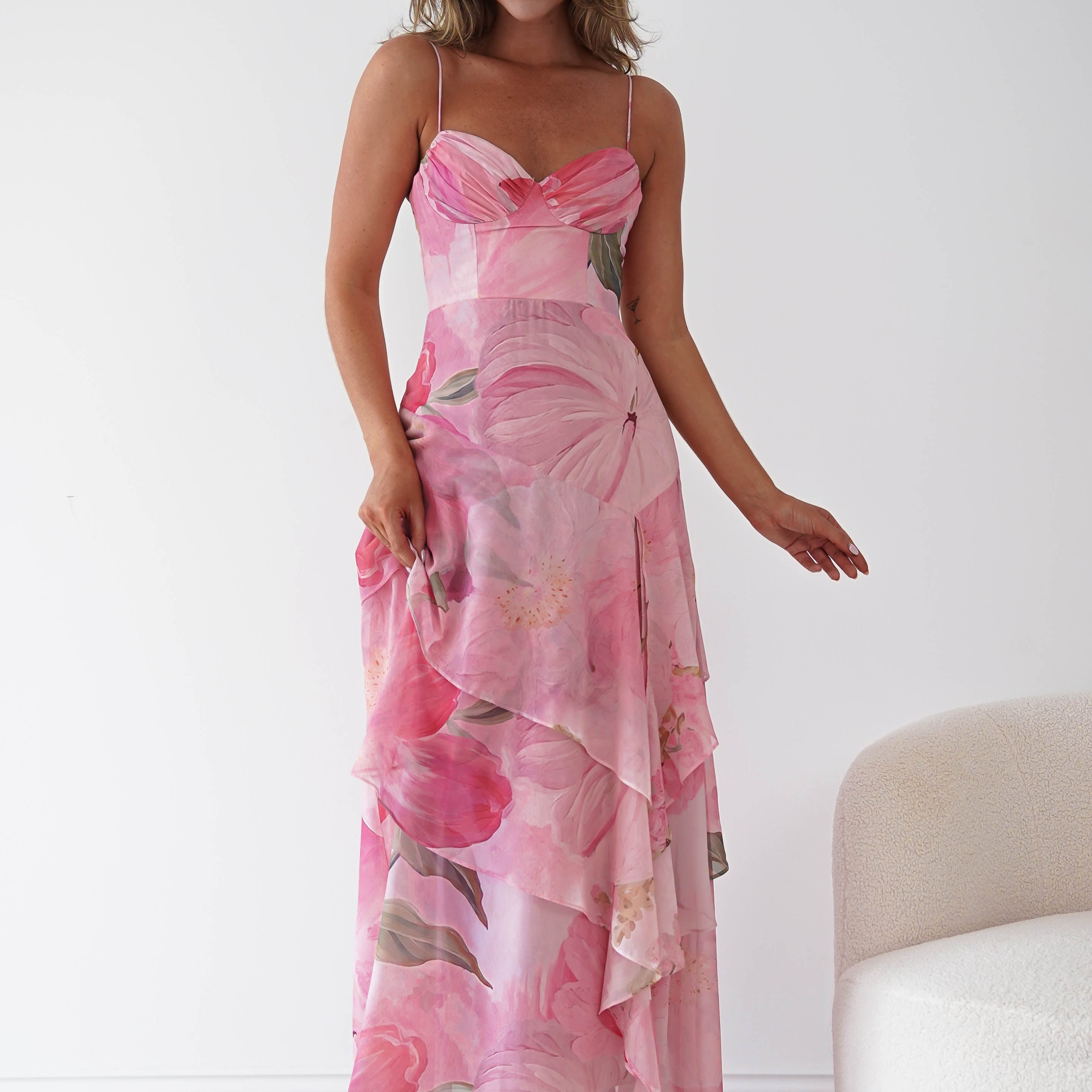 Oh Hello Clothing Women > Clothing > Dresses Maroma Floral Layered Maxi Dress | Pink