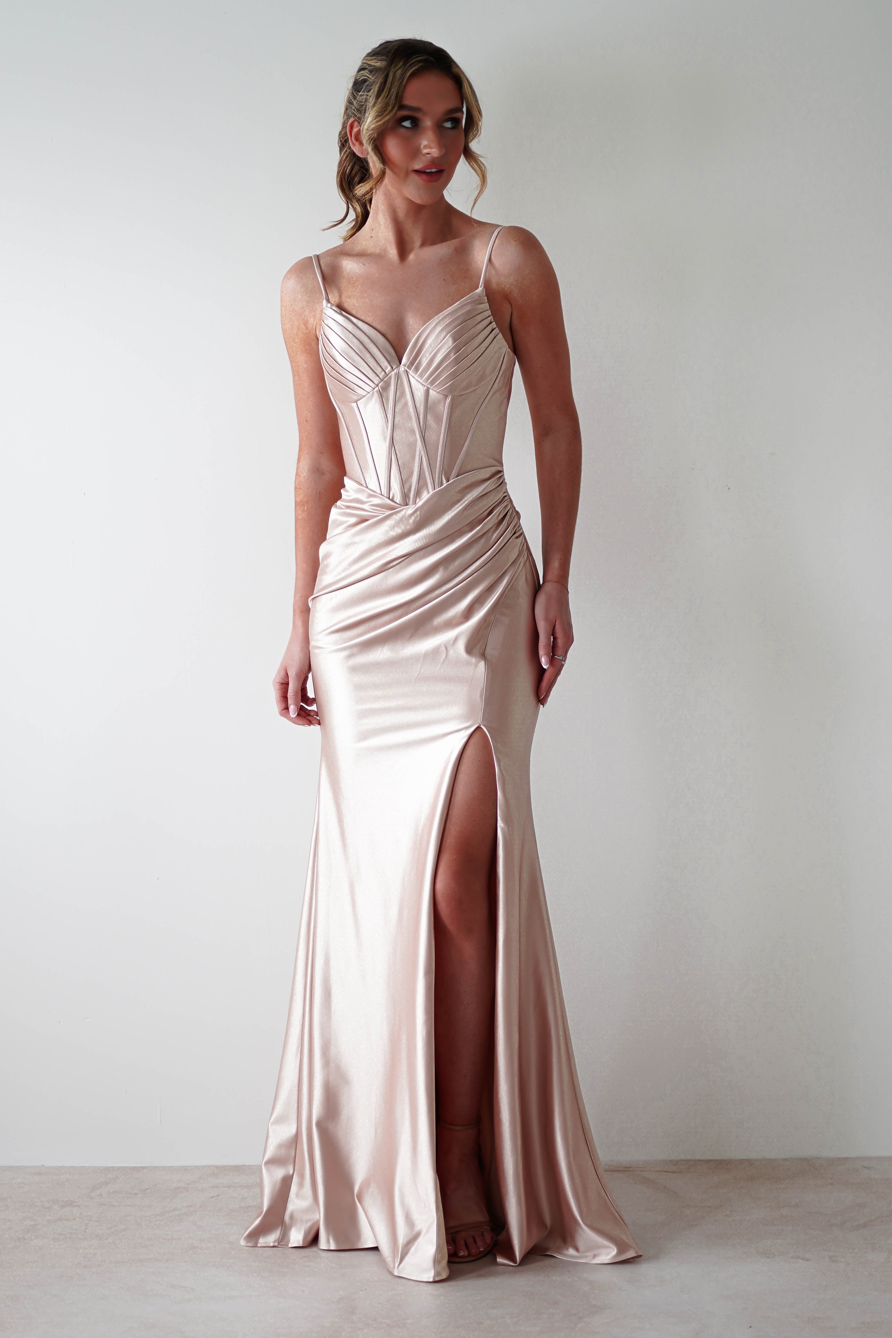 Meaghan Bodycon Gown | Champagne | Oh Hello Clothing | S (8)