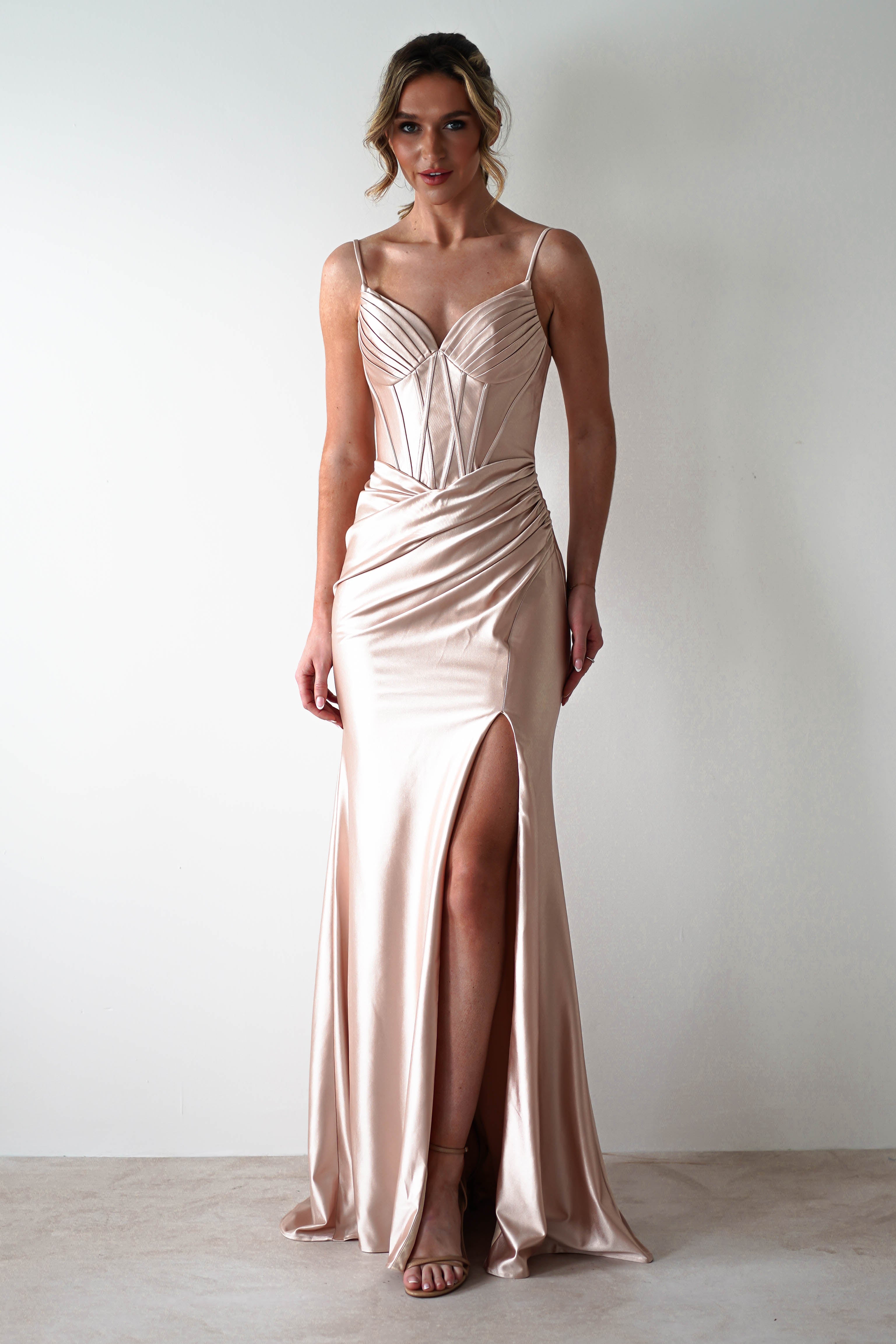 Meaghan Bodycon Gown | Champagne | Oh Hello Clothing | S (8)