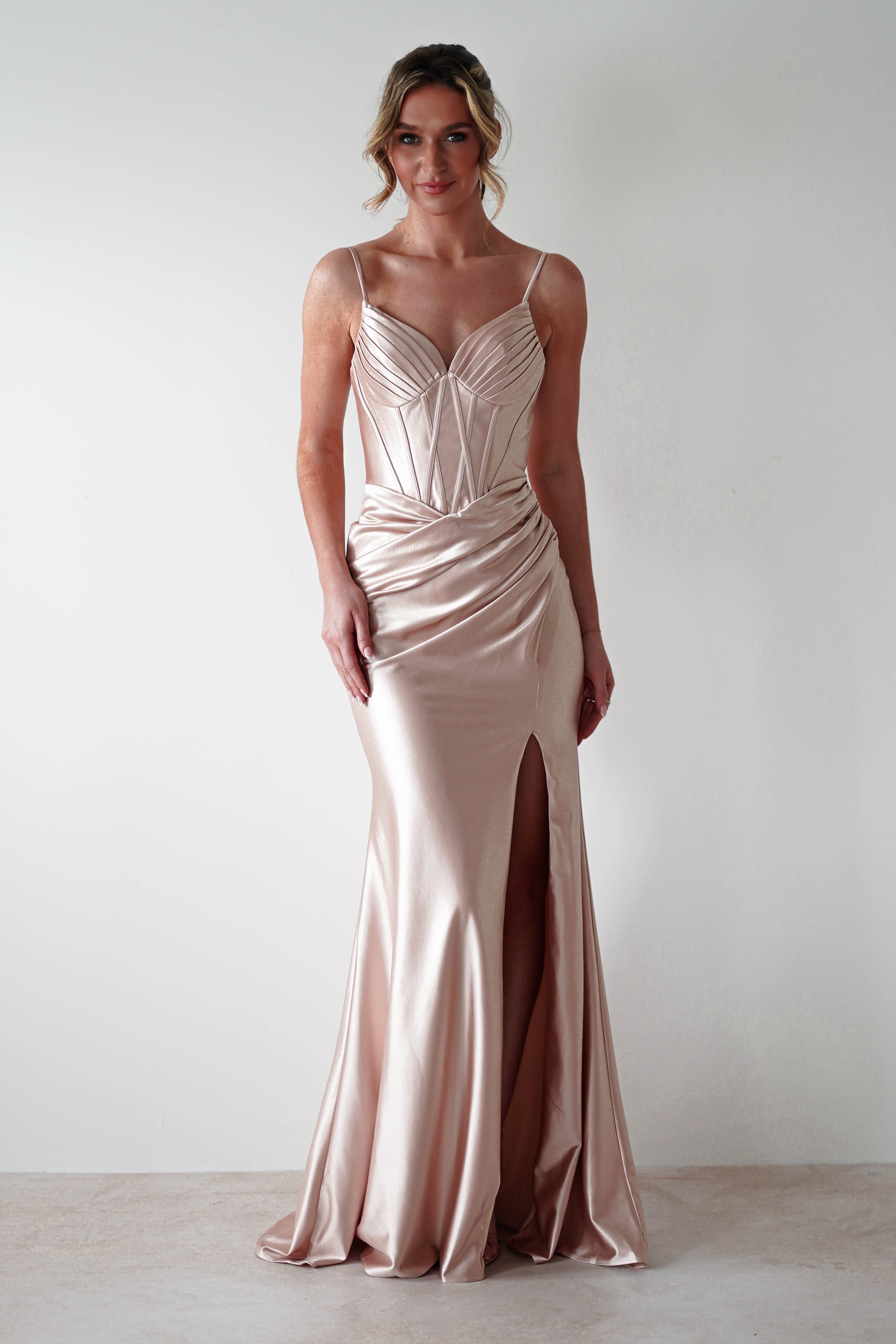 Meaghan Bodycon Gown | Champagne - Oh Hello Clothing