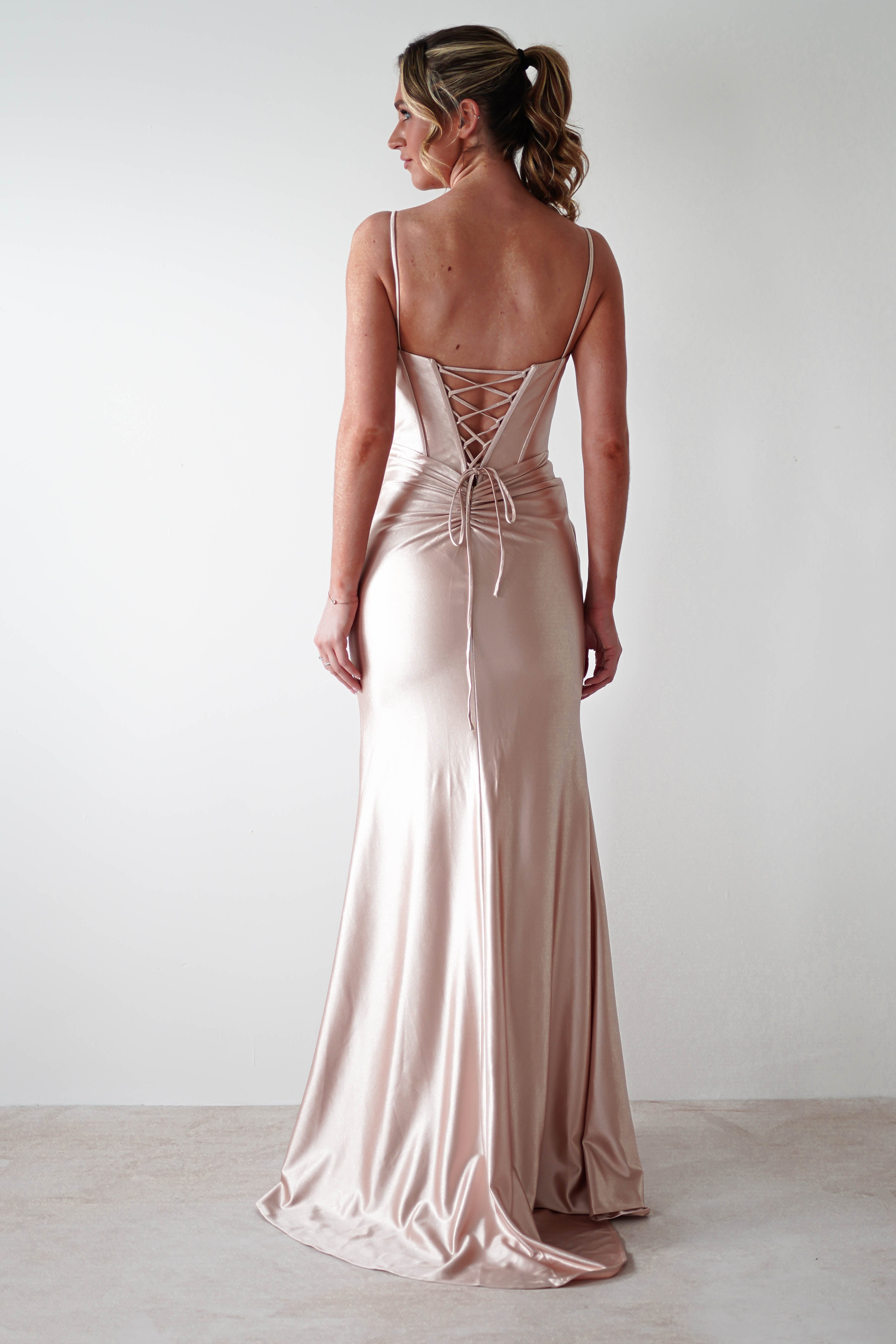 Meaghan Bodycon Gown | Champagne | Oh Hello Clothing | S (8)