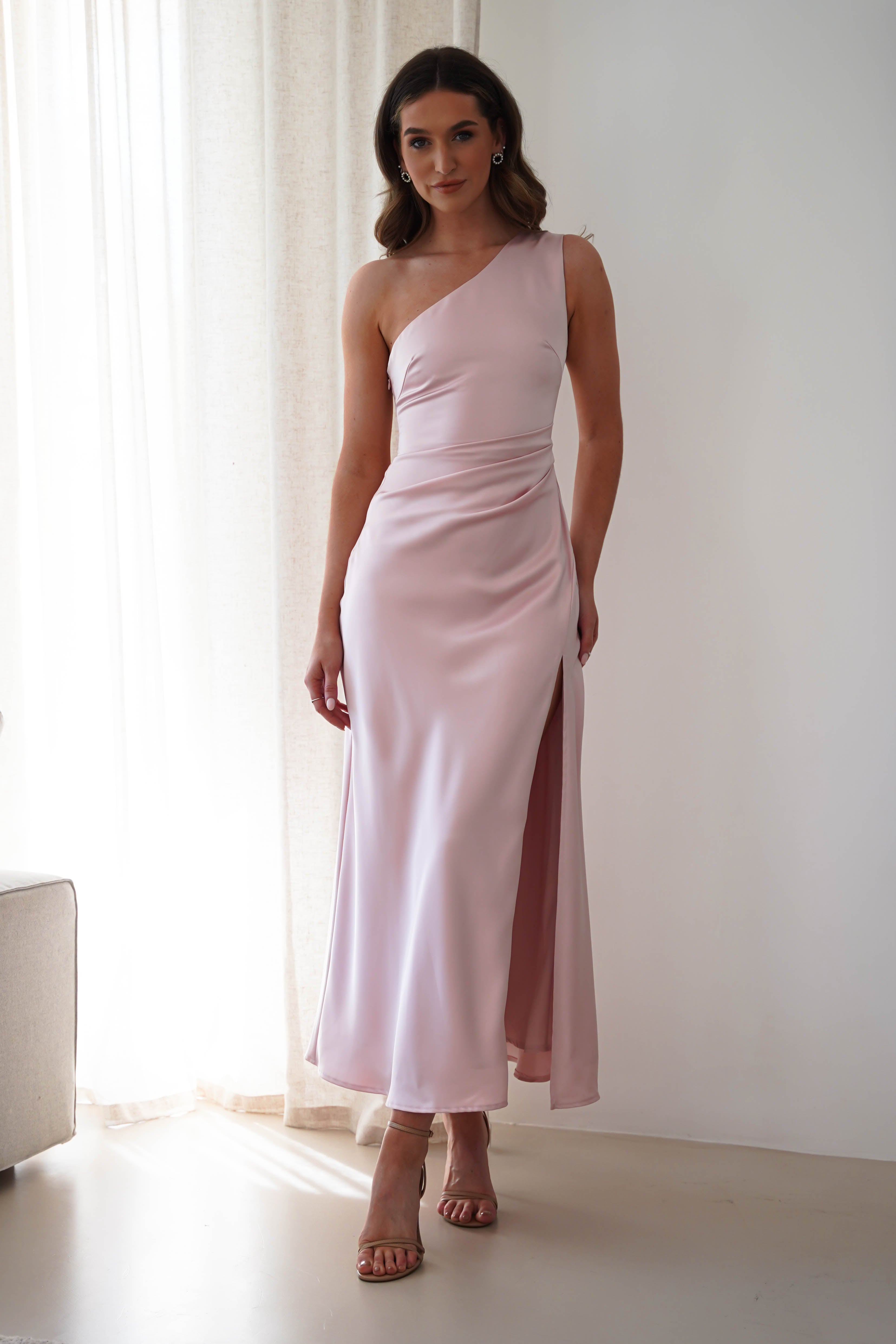 Meera Soft Matte Satin Midaxi Dress | Blush Pink | Oh Hello Clothing | XS (6)