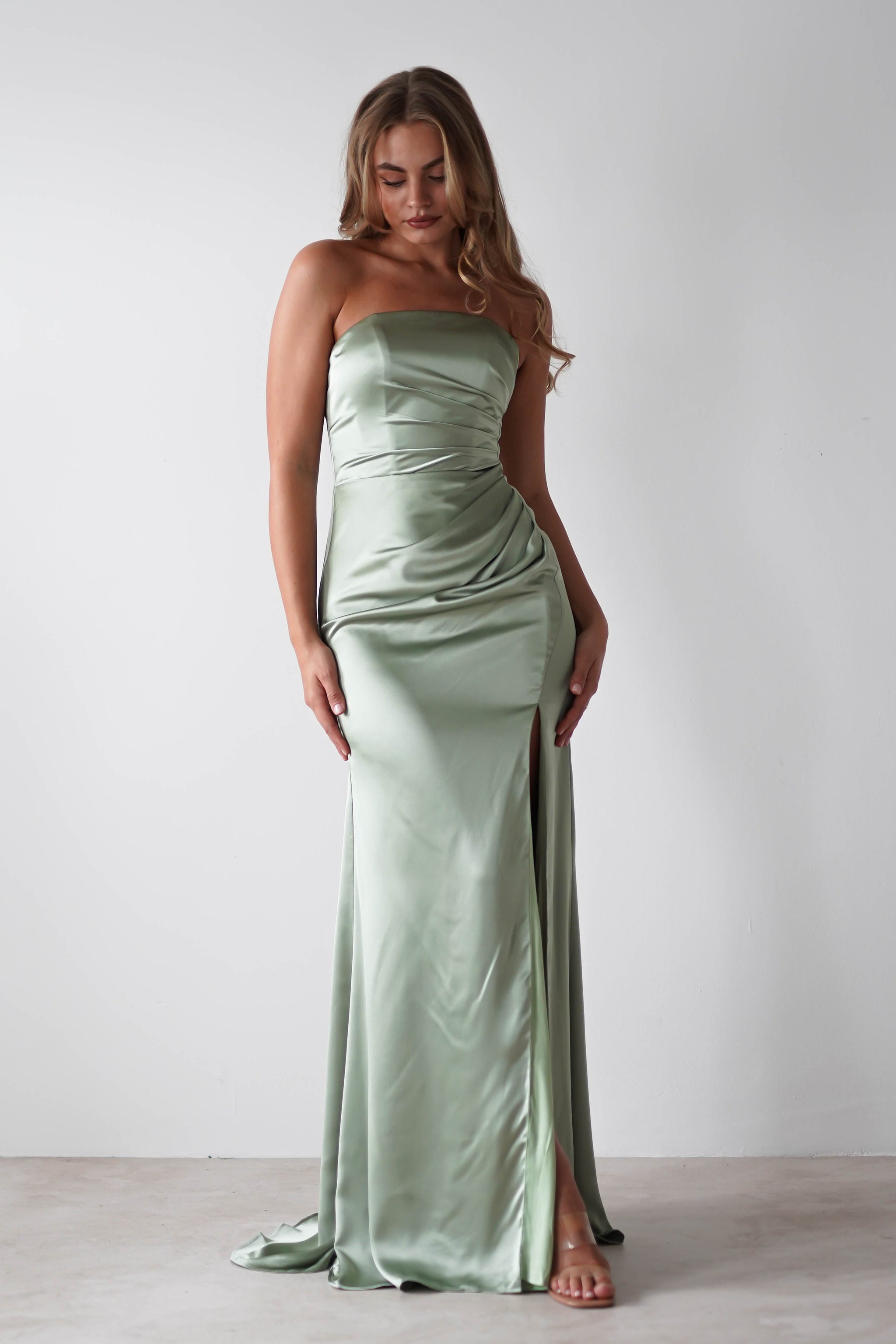 Fiona Satin Maxi Gown (Blush)