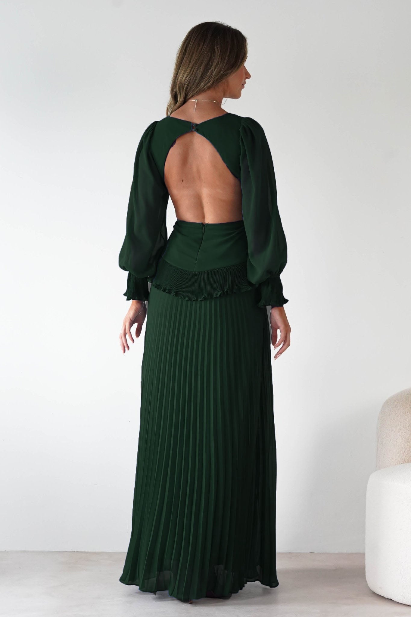 Oh Hello Clothing Dresses Middleton Pleated Maxi Dress | Forest Green