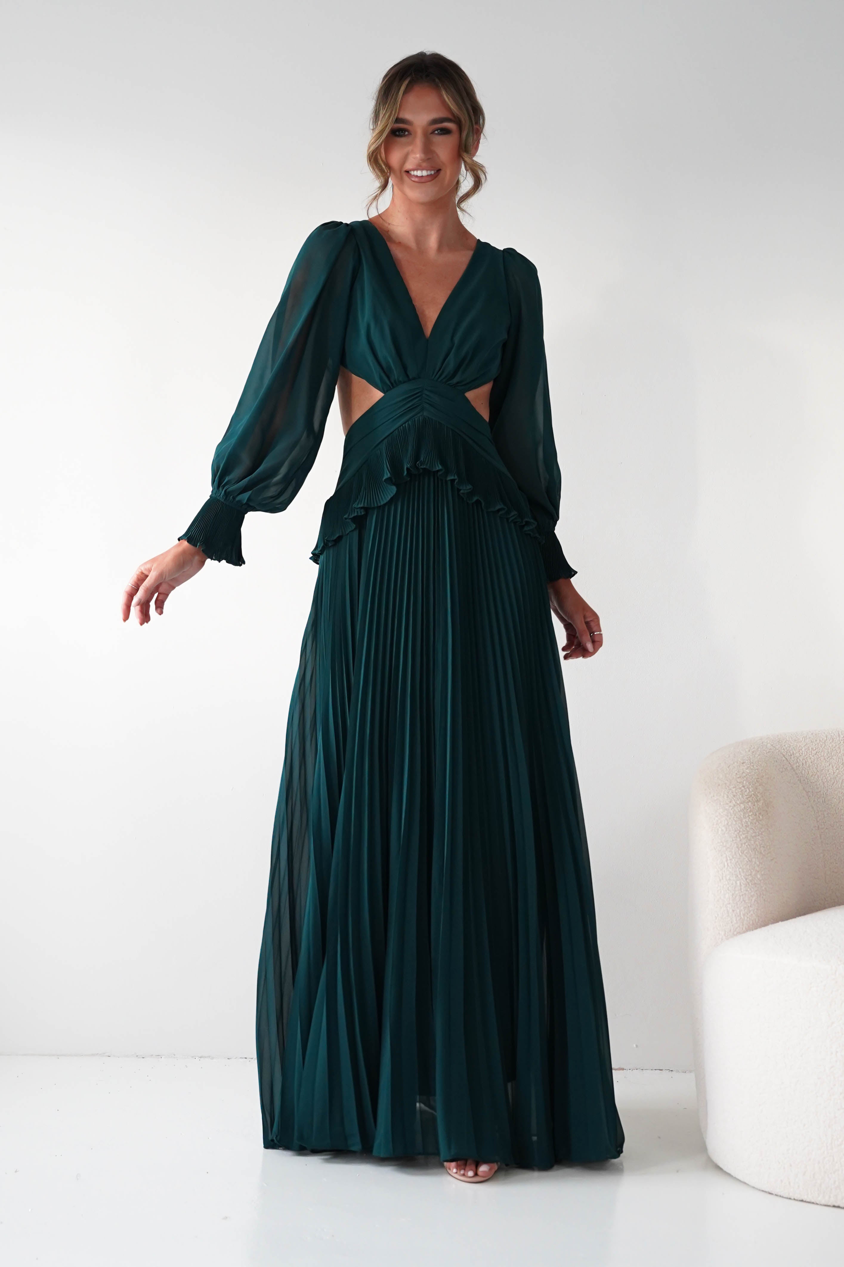 Oh Hello Clothing Women > Clothing > Dresses Middleton Pleated Maxi Dress | Forest Green