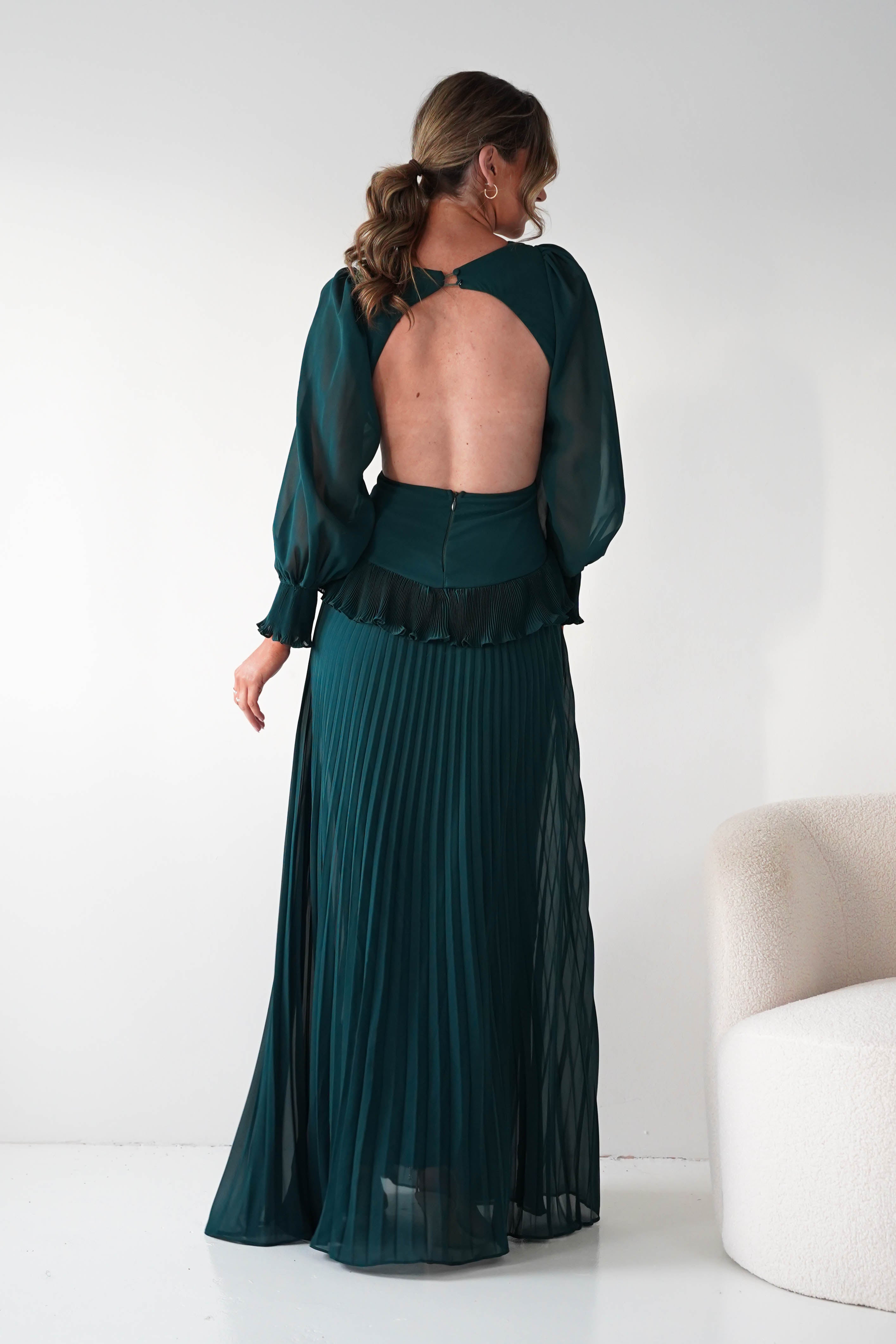 Oh Hello Clothing Women > Clothing > Dresses Middleton Pleated Maxi Dress | Forest Green