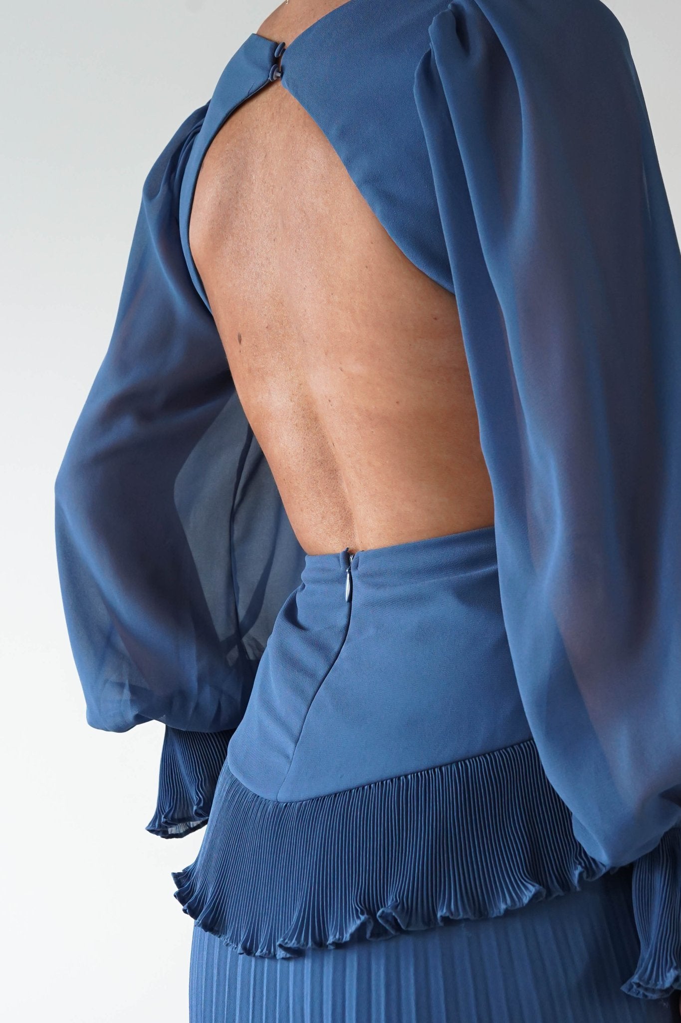 Middleton Pleated Maxi Dress | Slate Blue | Oh Hello Clothing | S (8)