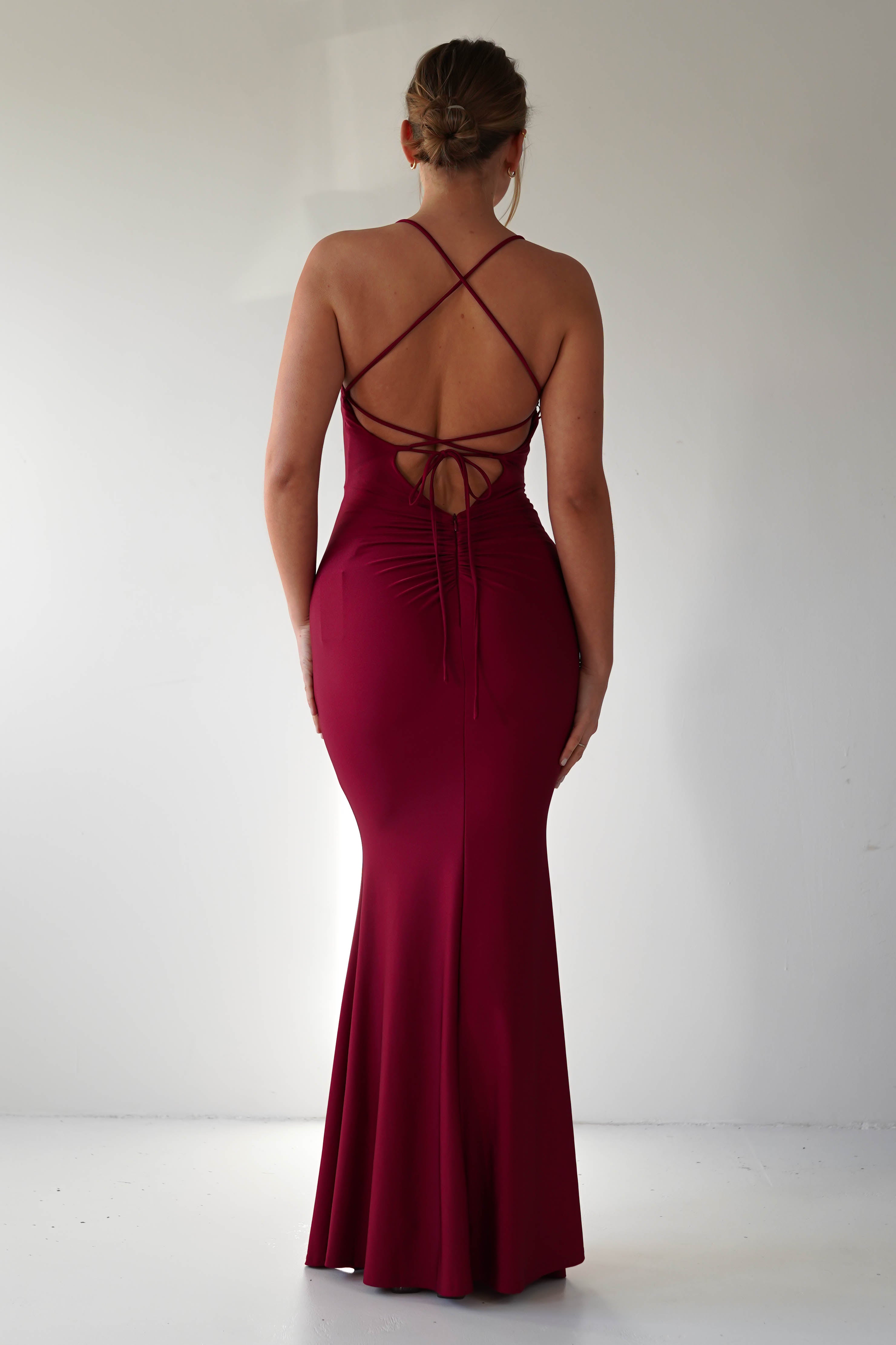 Monette Bodycon Maxi Gown | Burgundy | Oh Hello Clothing | XS (6)
