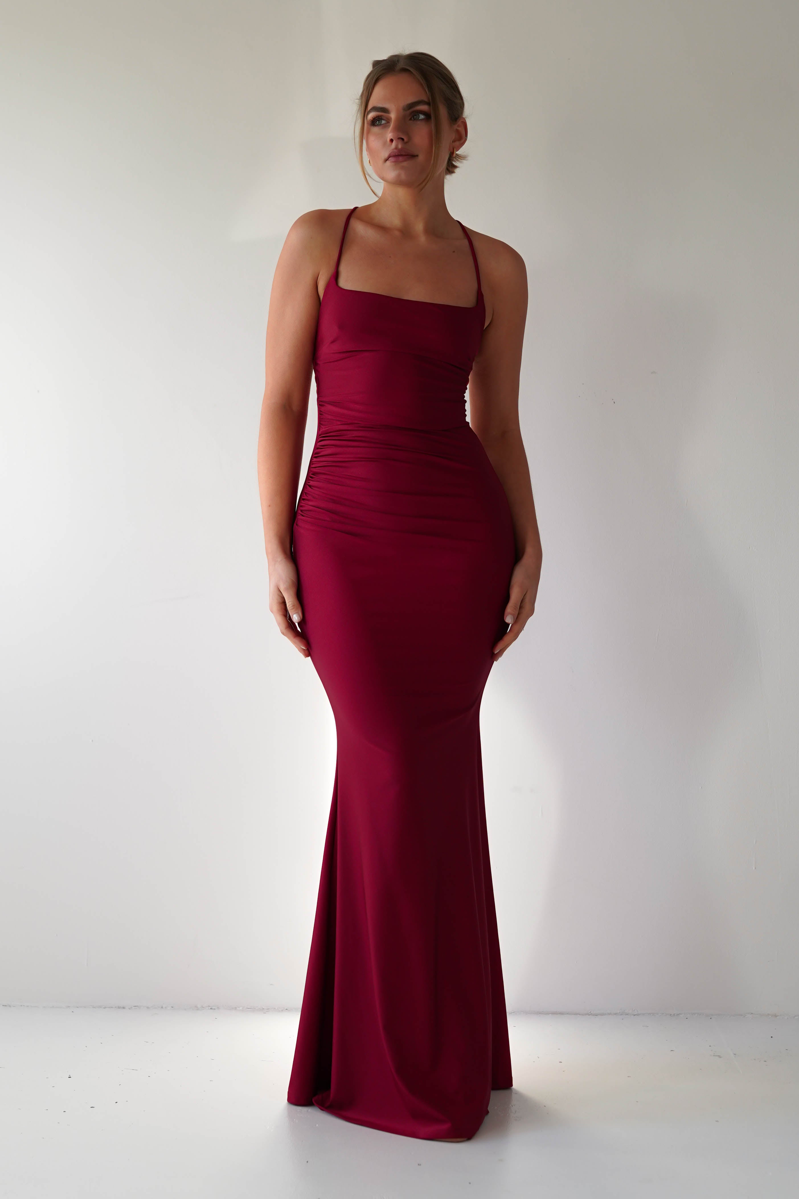 Monette Bodycon Maxi Gown | Burgundy | Oh Hello Clothing | XS (6)