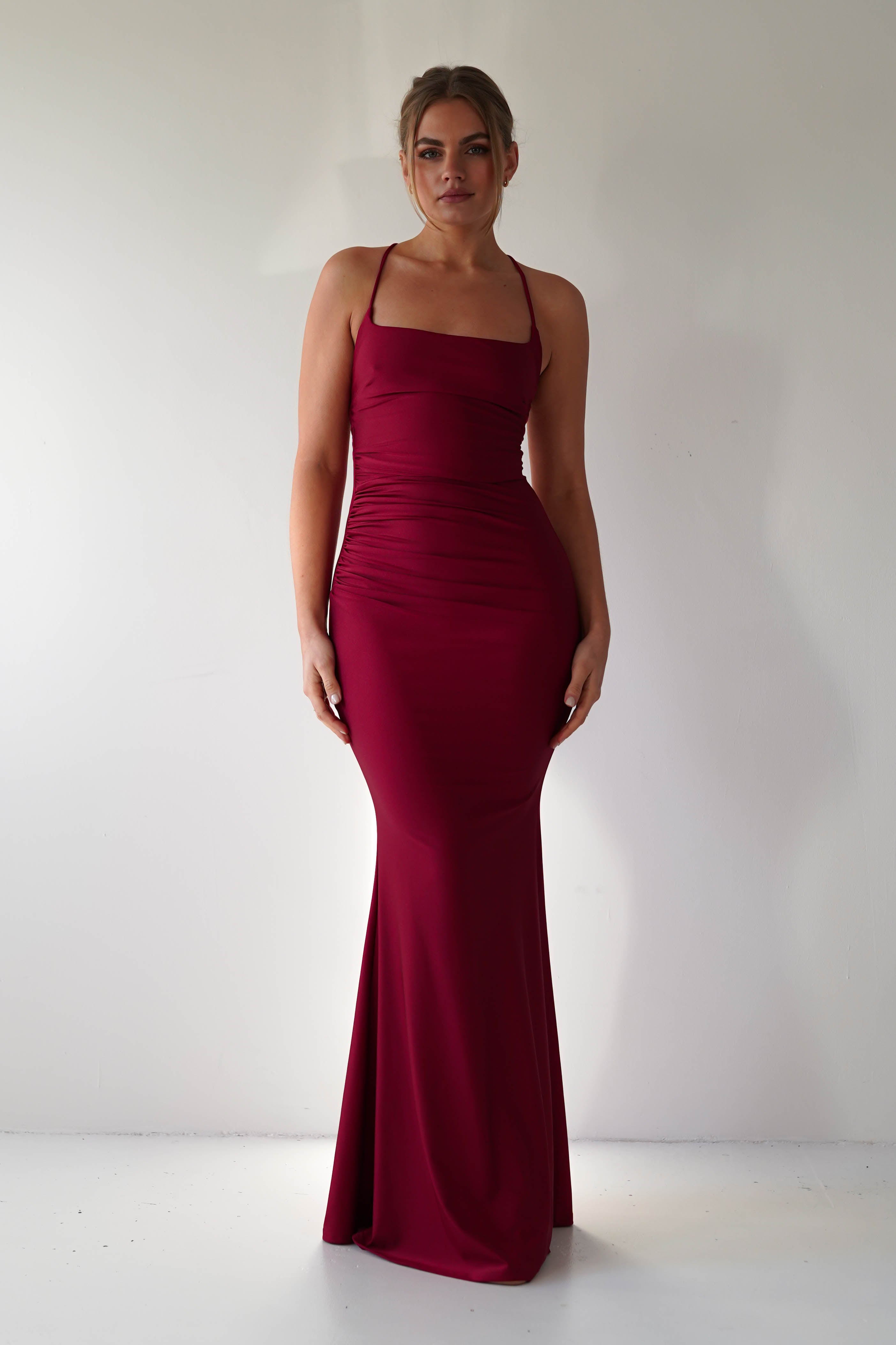 Monette Bodycon Maxi Gown | Burgundy | Oh Hello Clothing | XS (6)