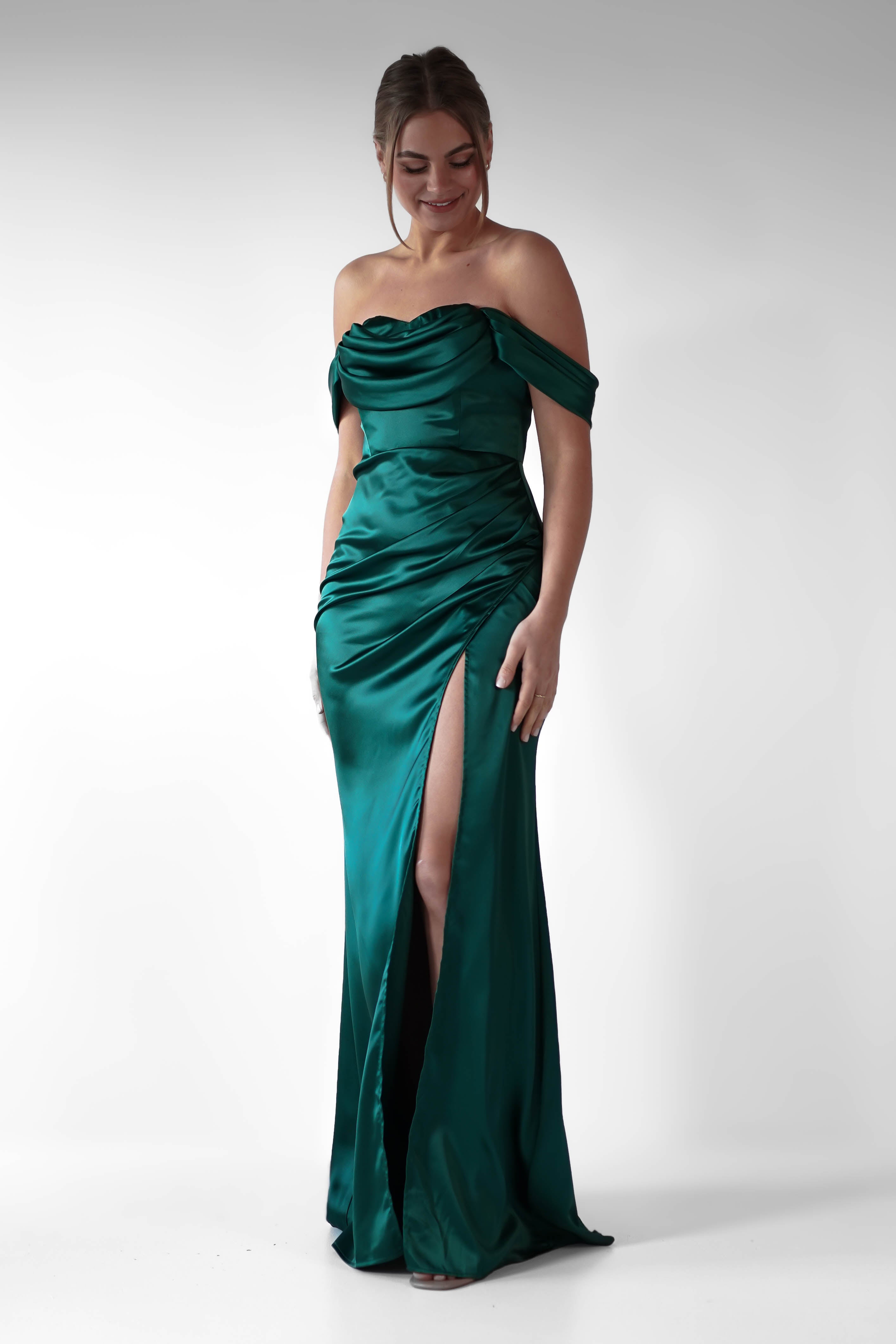 Monica Off The Shoulder Gown | Emerald Green | Oh Hello Clothing | XS (6)