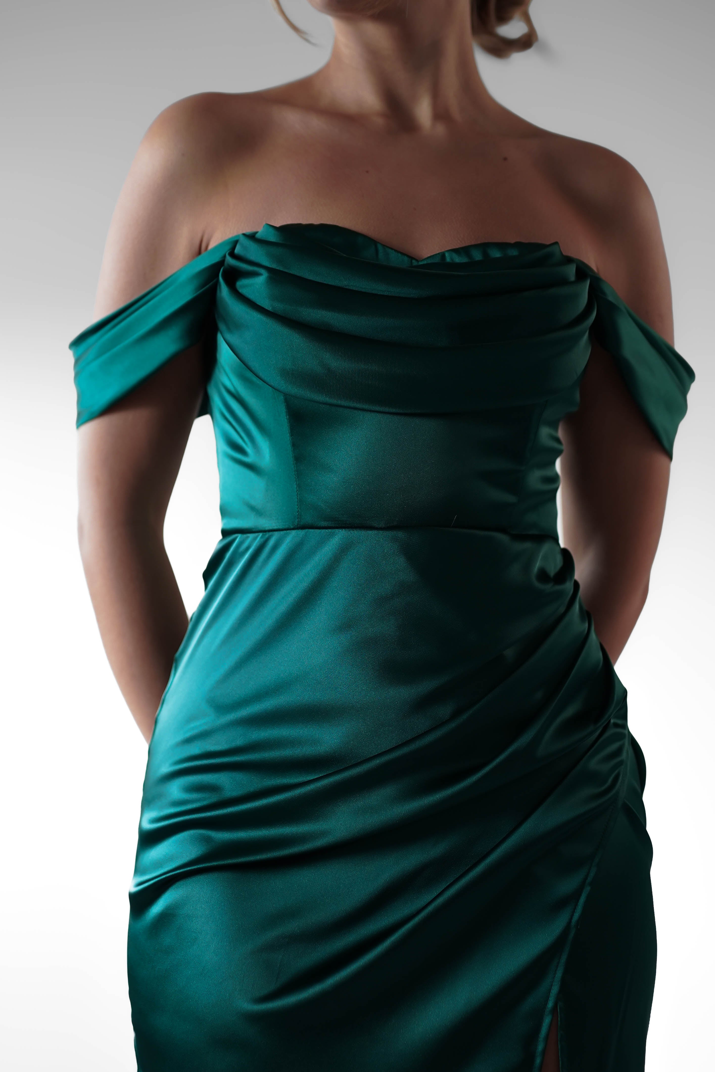 Monica Off The Shoulder Gown | Emerald Green | Oh Hello Clothing | XS (6)