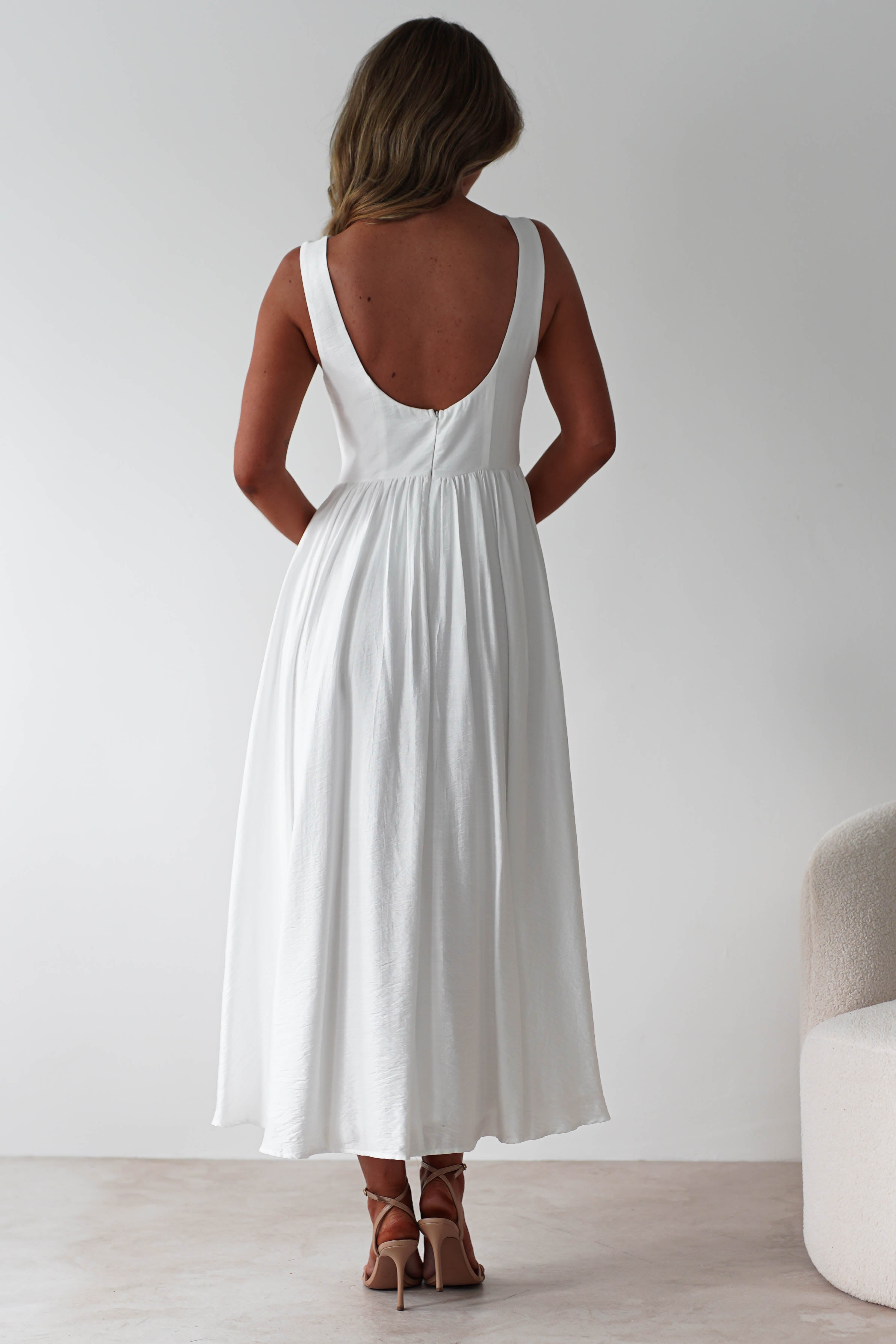 Monroe Skater Midaxi Dress | White | Oh Hello Clothing | XS (6)
