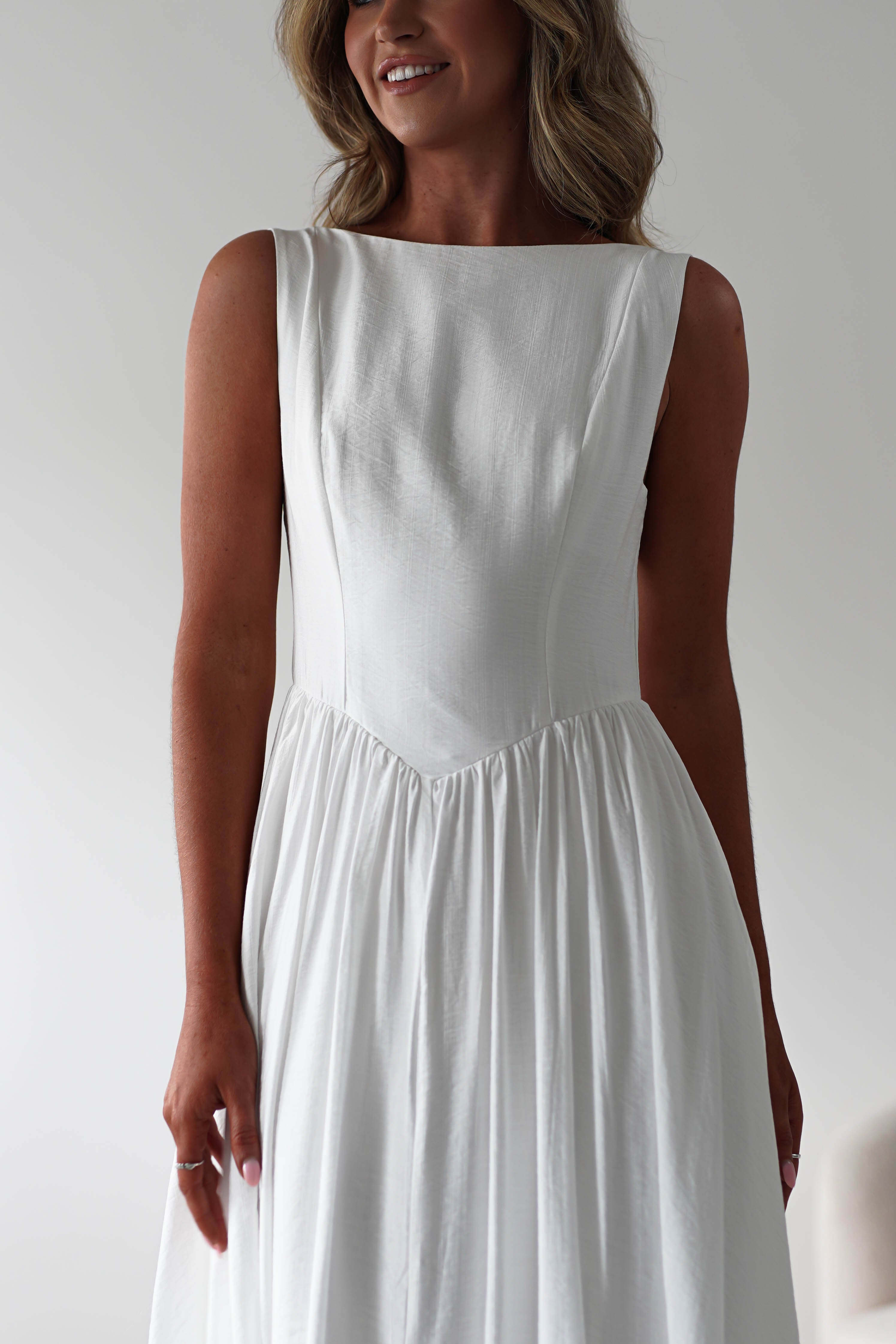 Monroe Skater Midaxi Dress | White | Oh Hello Clothing | XS (6)