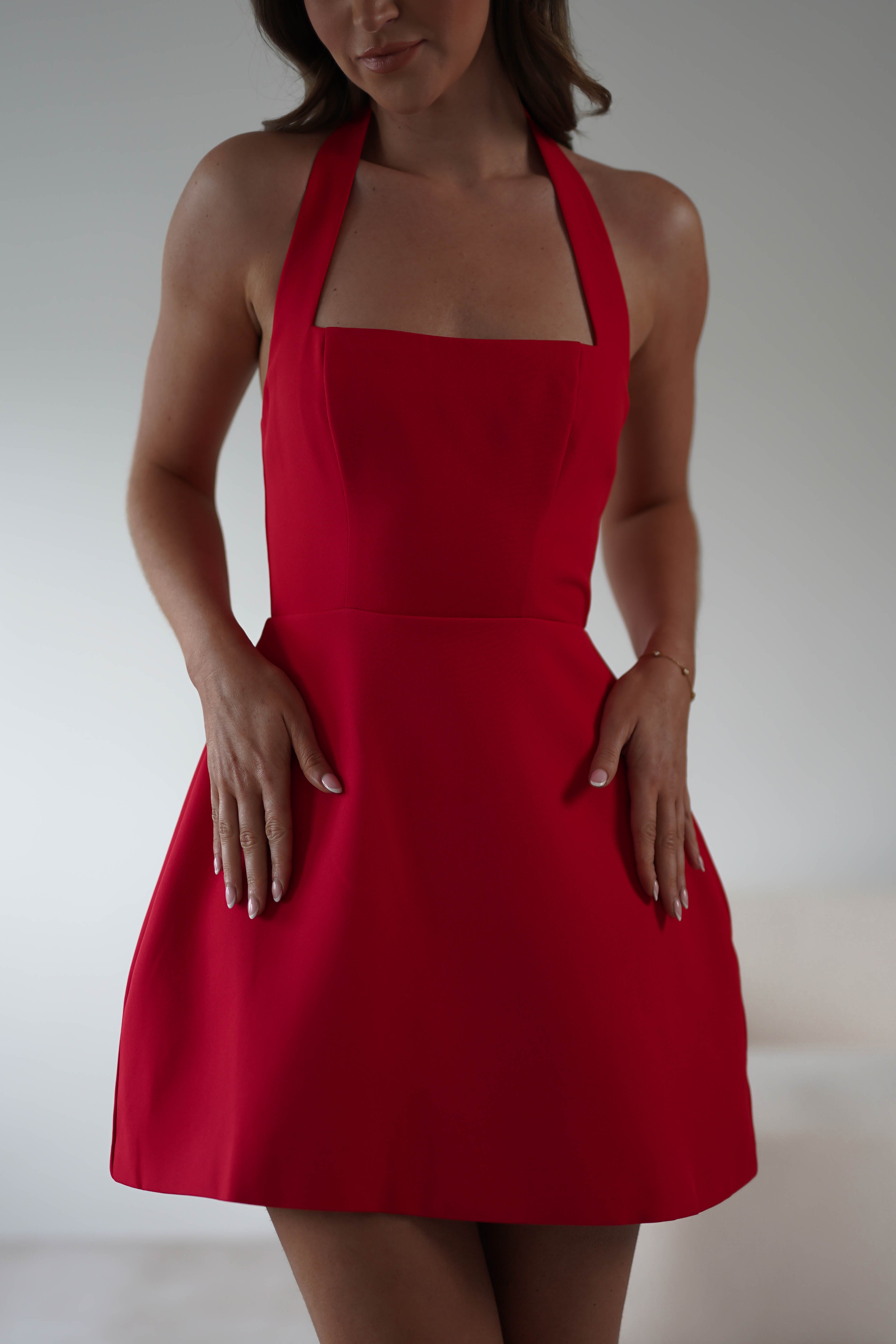 Morocco Halterneck Mini Dress | Red | Oh Hello Clothing | XS (6)