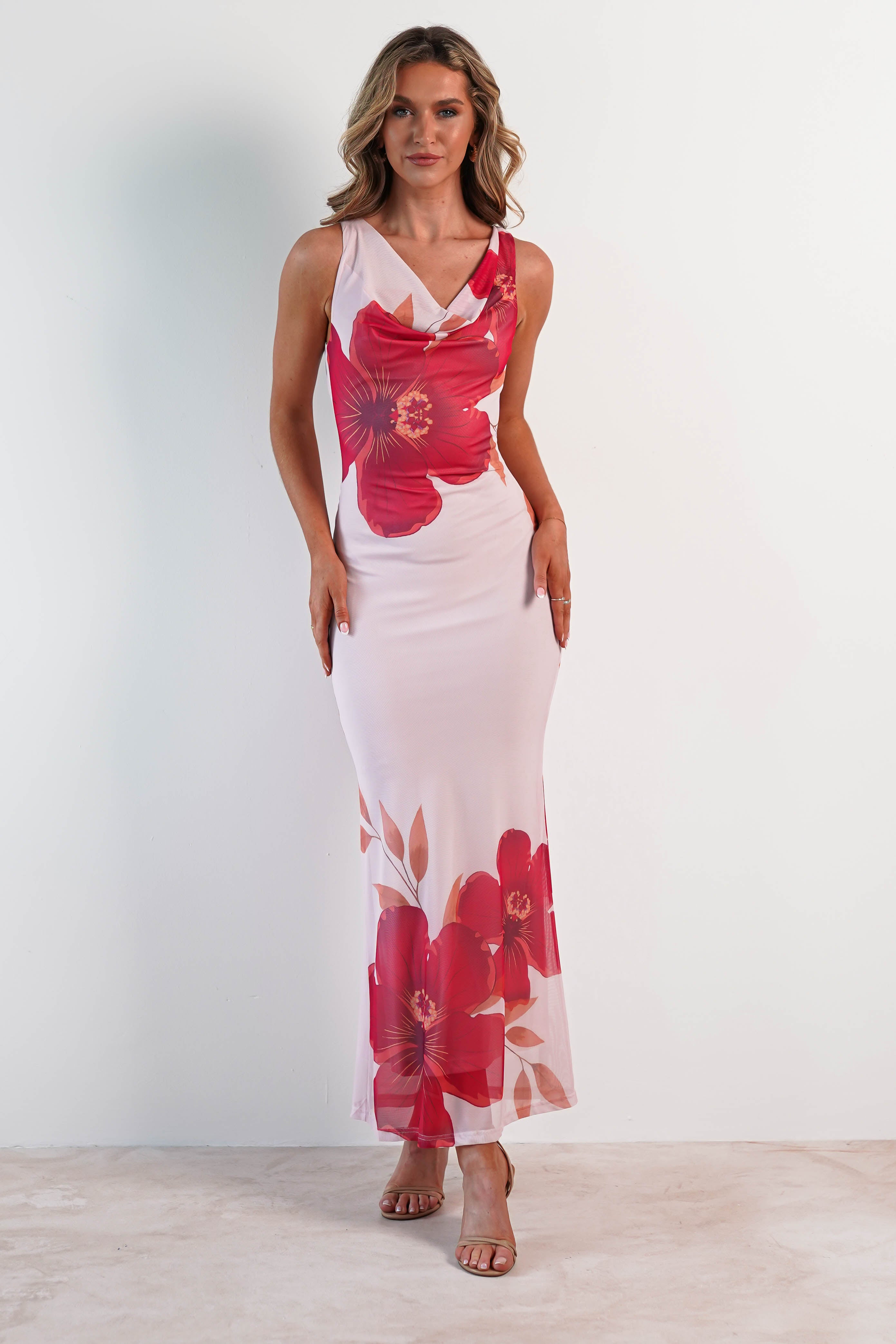 Nalini Bodycon Mesh Maxi Dress | Pink | Oh Hello Clothing | XS (6)