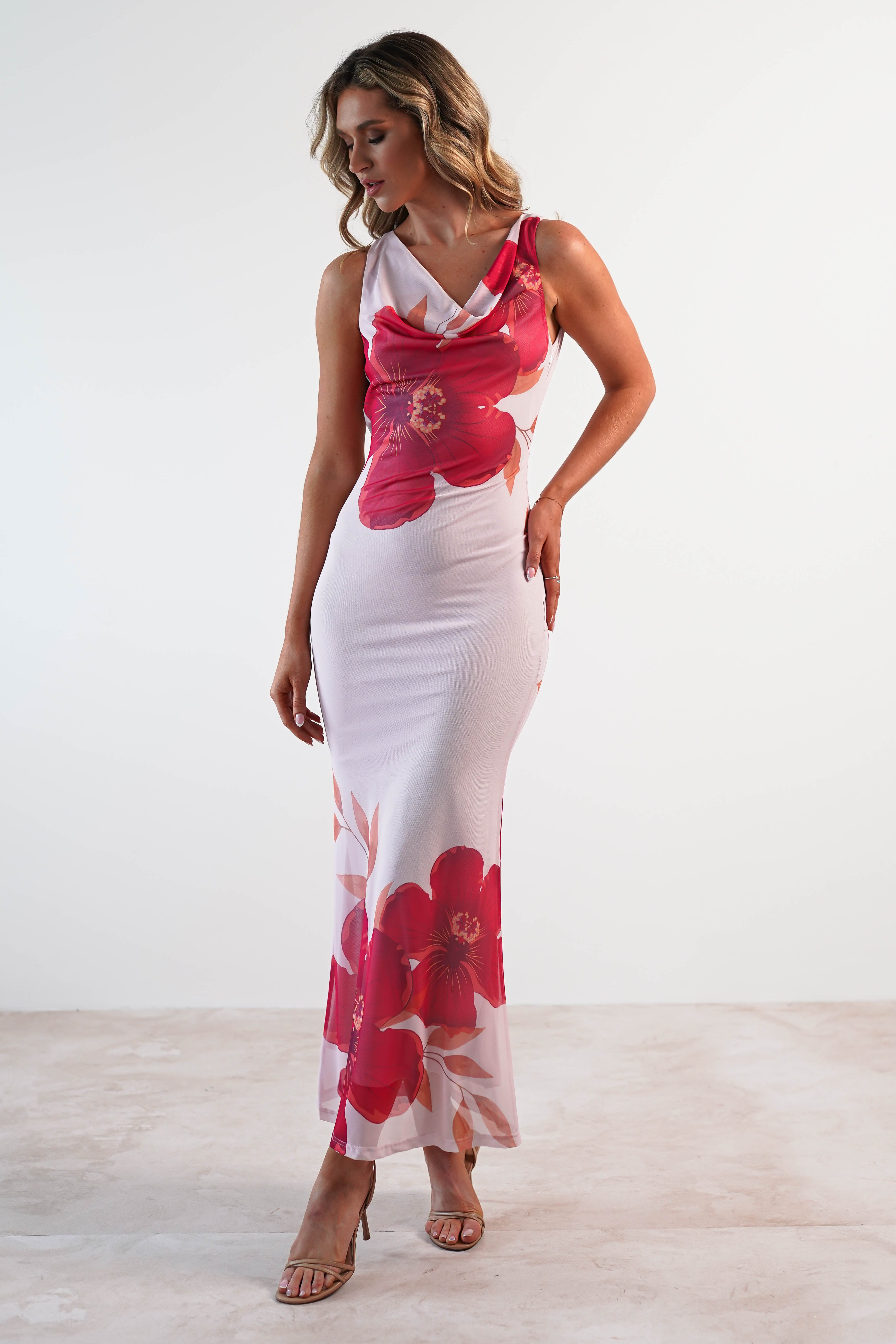 Nalini Bodycon Mesh Maxi Dress | Pink | Oh Hello Clothing | XS (6)