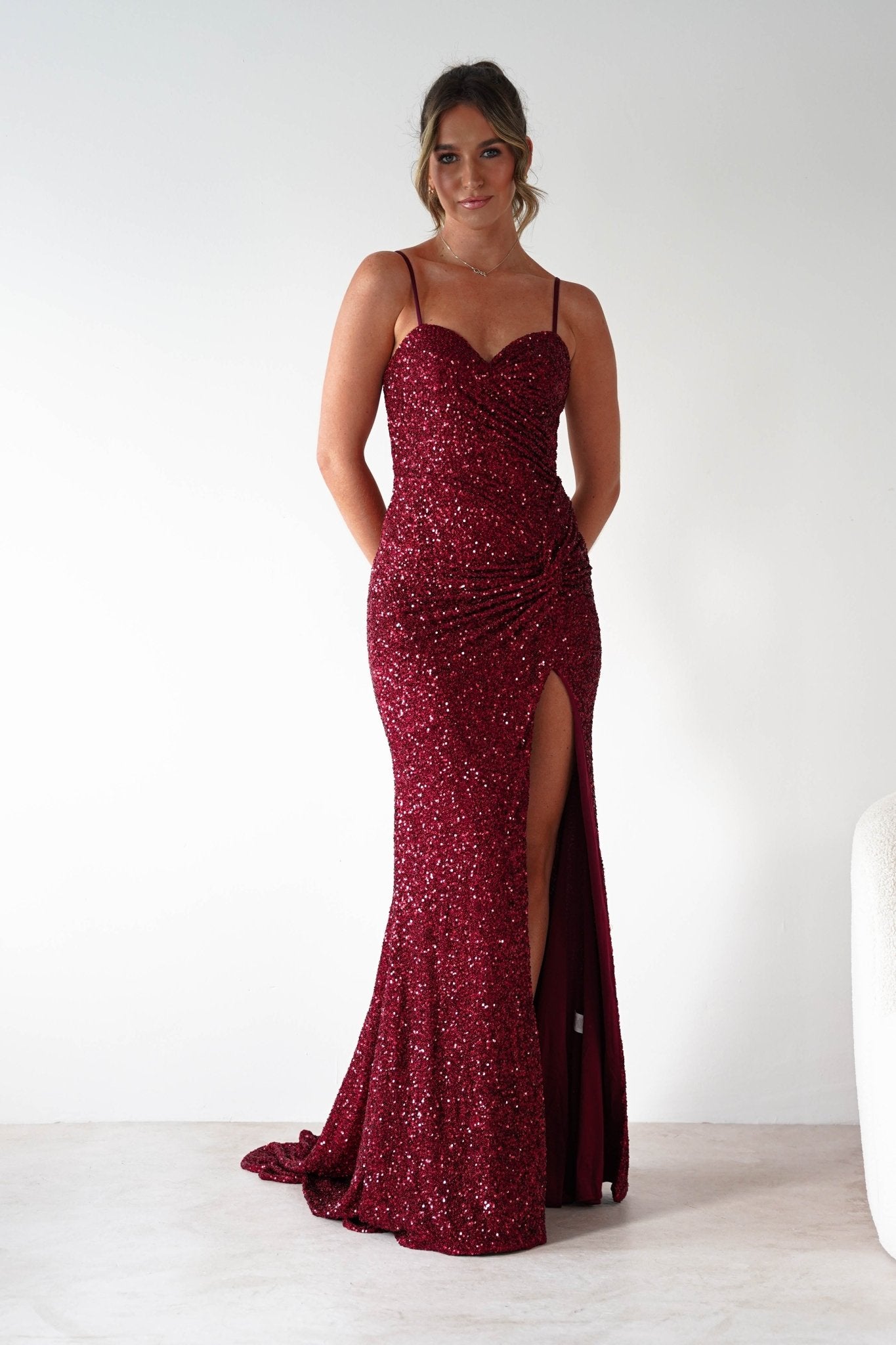 Nalita Bodycon Sequin Gown | Deep Red | Oh Hello Clothing | S (8)