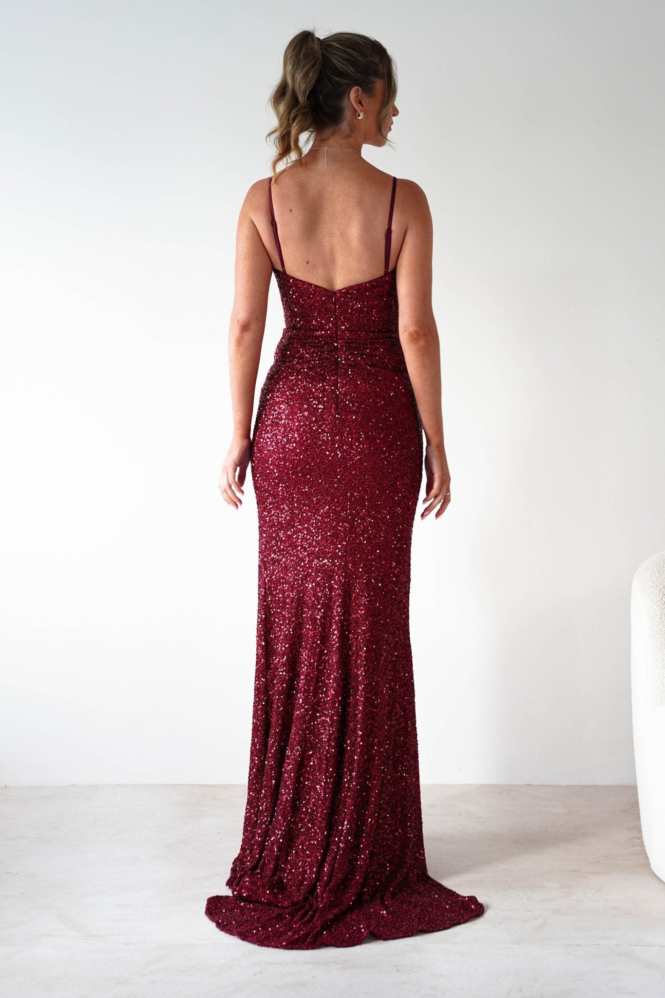 Nalita Bodycon Sequin Gown | Deep Red | Oh Hello Clothing | S (8)