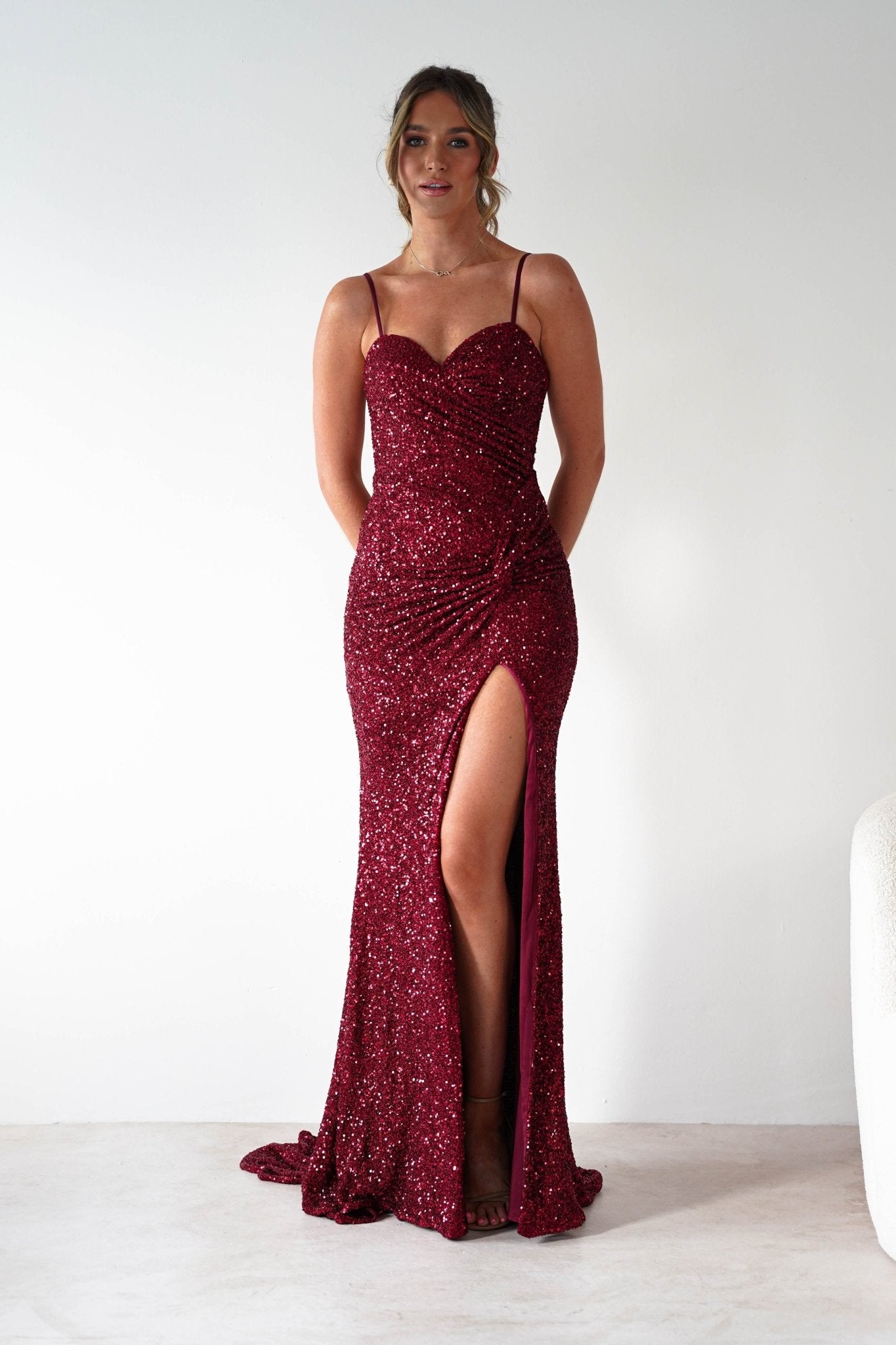 Nalita Bodycon Sequin Gown | Deep Red | Oh Hello Clothing | S (8)